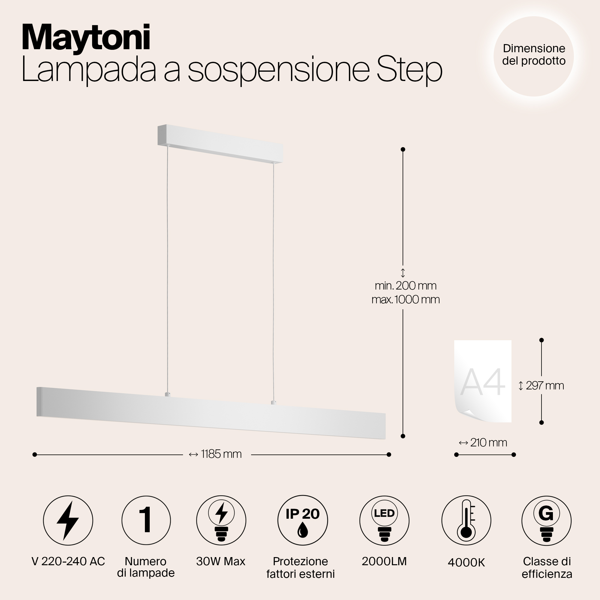 картинка Подвесной светодиодный светильник Maytoni Step P010PL-L30W4K от магазина pro-decor.kz