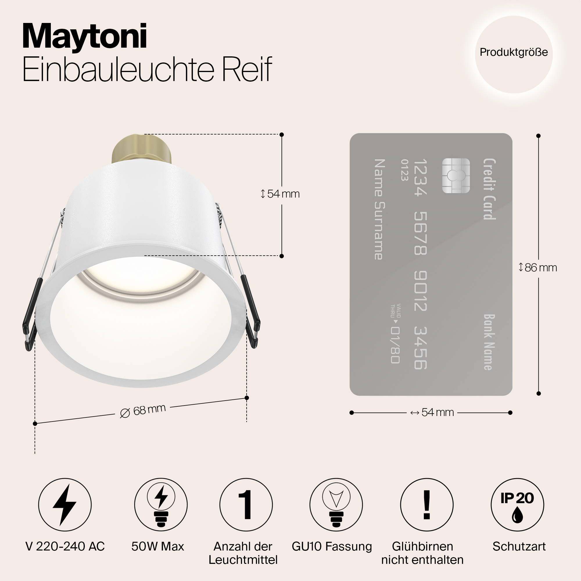 картинка Встраиваемый светильник Maytoni Reif DL049-01W от магазина pro-decor.kz