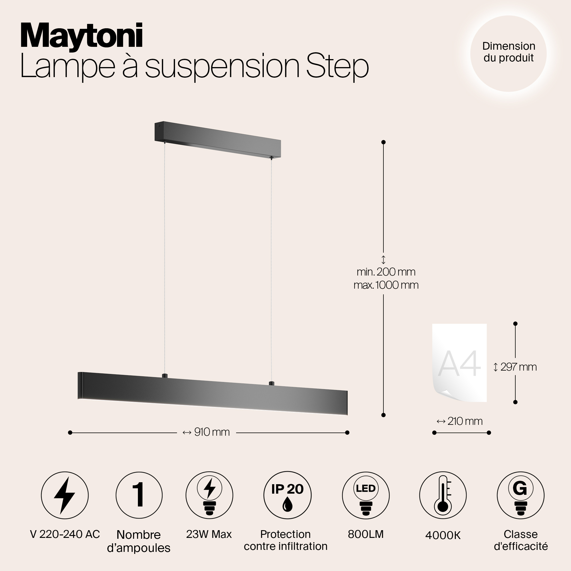 картинка Подвесной светодиодный светильник Maytoni Step P010PL-L23W4K от магазина pro-decor.kz