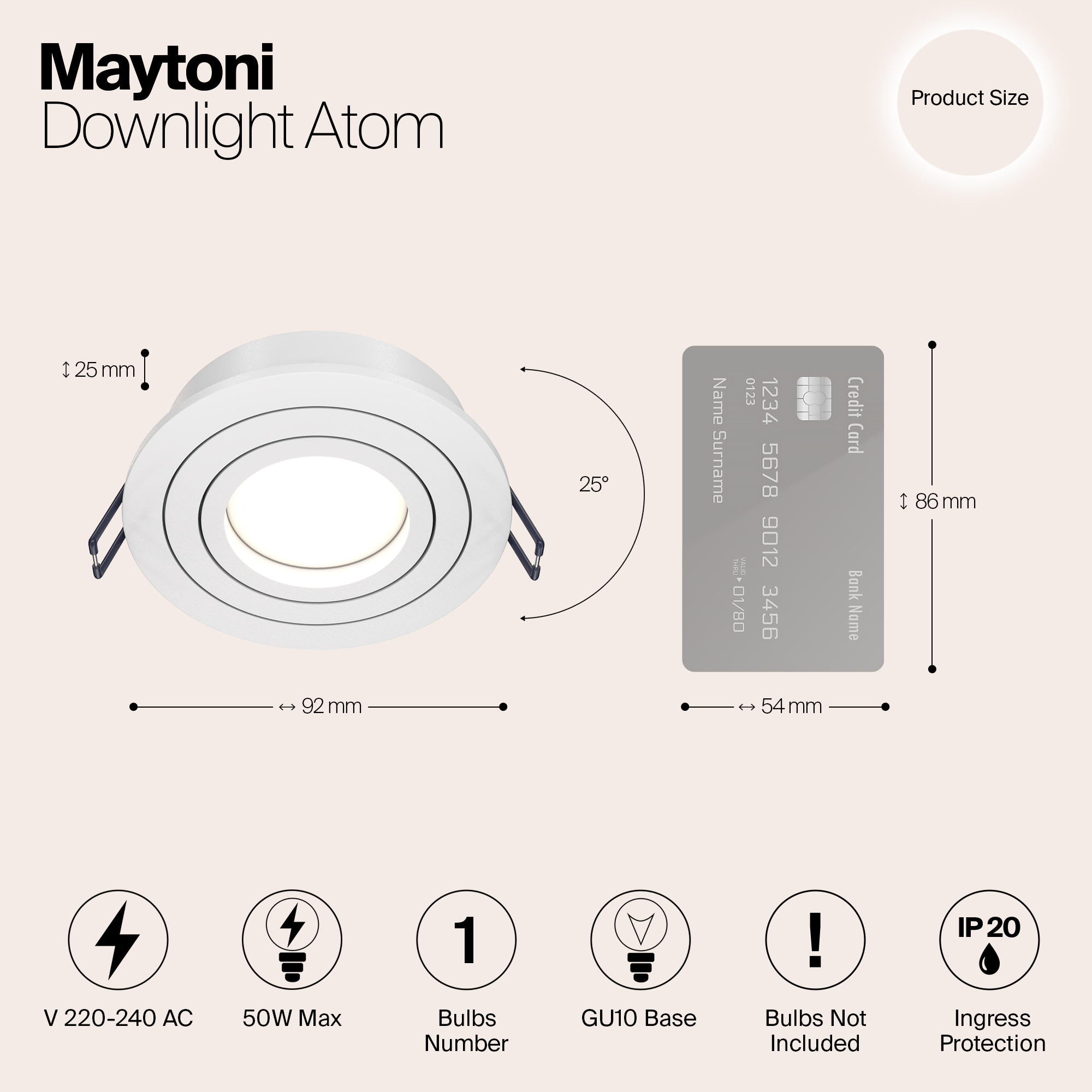 картинка Встраиваемый светильник Maytoni Atom DL023-2-01W от магазина pro-decor.kz