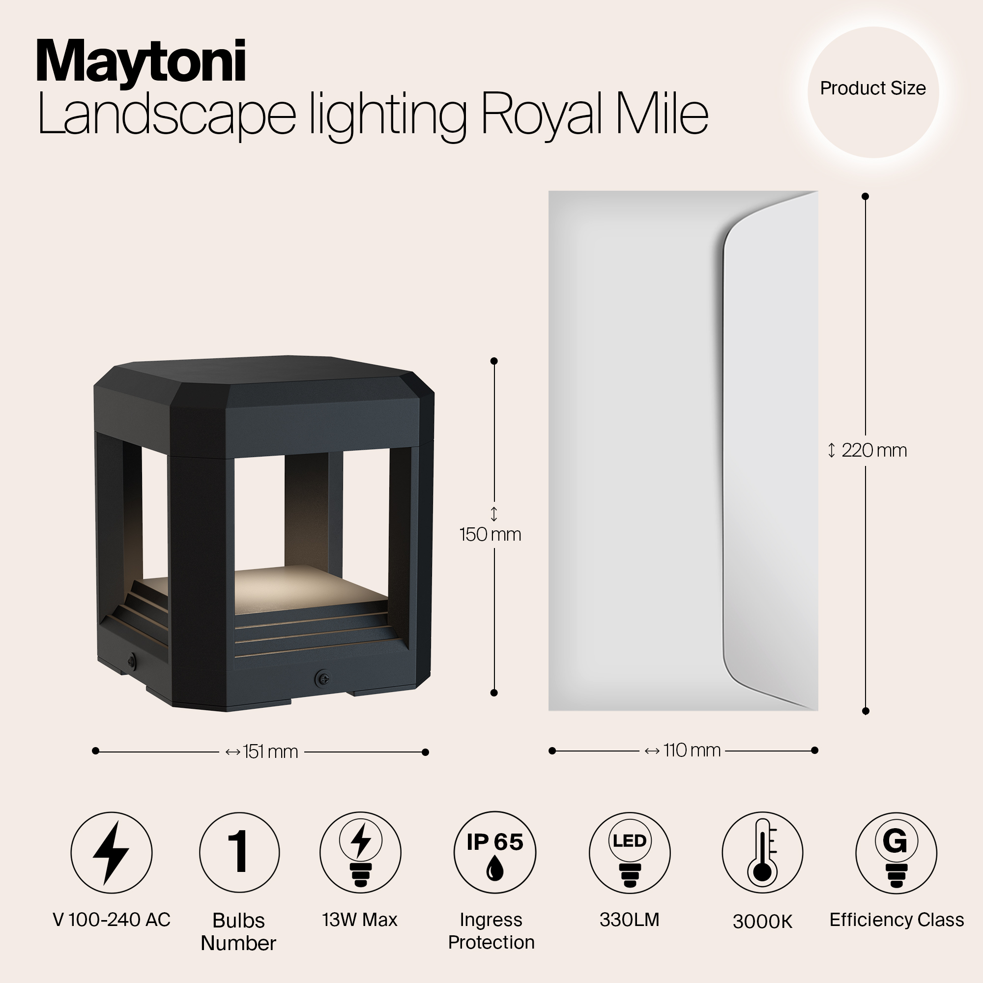 картинка Ландшафтный светодиодный светильник Maytoni Royal Mile O019FL-L13GR3K от магазина pro-decor.kz