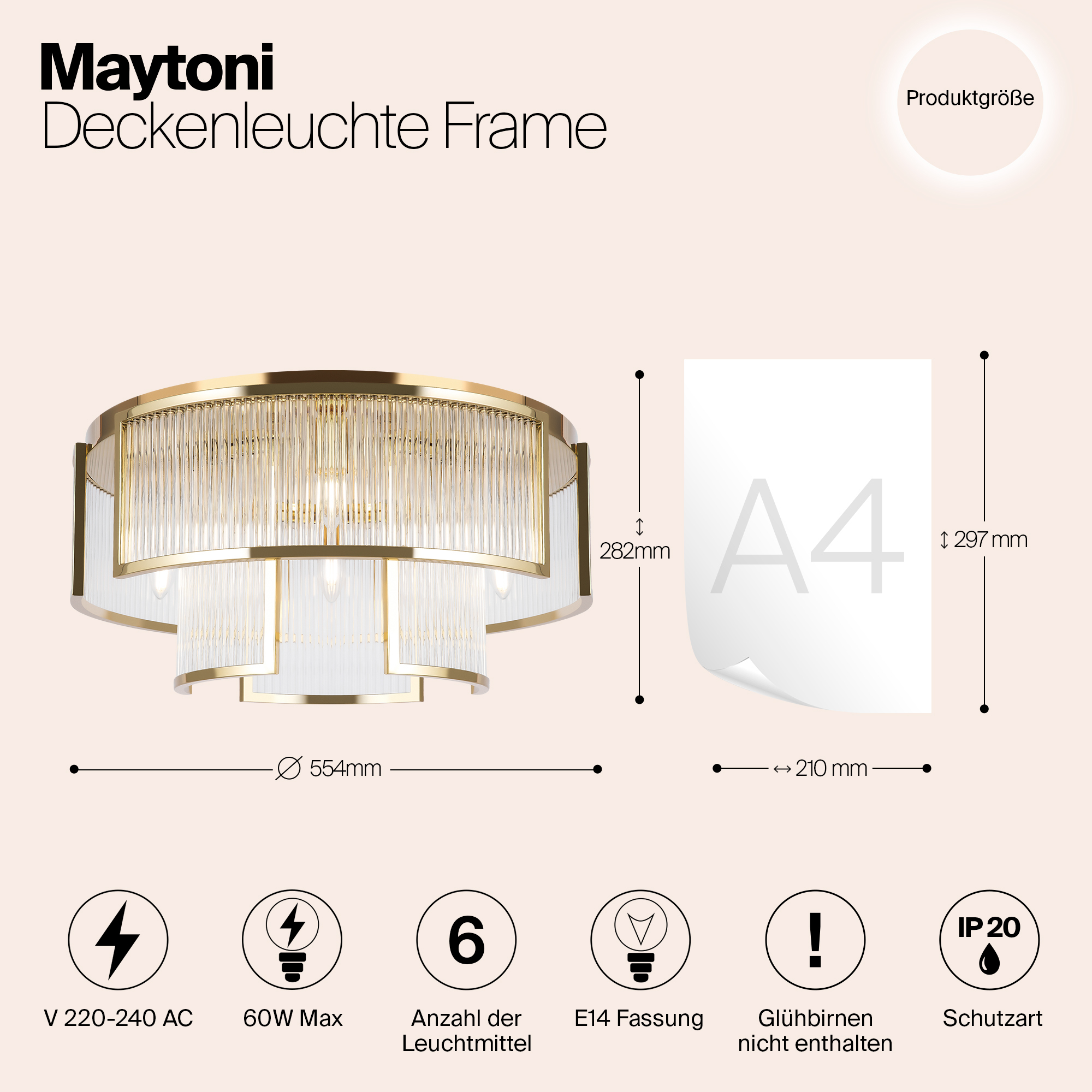 картинка Потолочный светильник Maytoni MOD174CL-06G от магазина pro-decor.kz