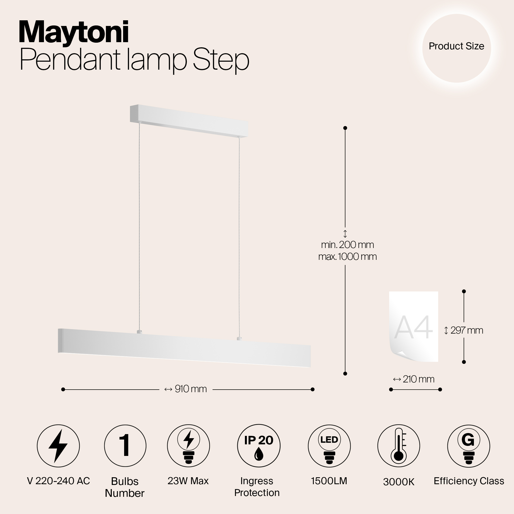 картинка Подвесной светодиодный светильник Maytoni Step P010PL-L23W от магазина pro-decor.kz