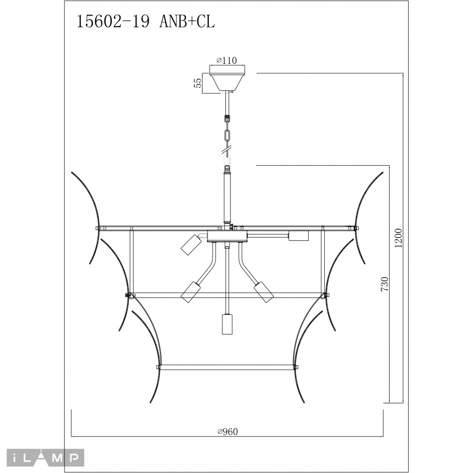 картинка Светильник подвесной iLamp Gramercy 15602-19 ANB+CL от магазина pro-decor.kz