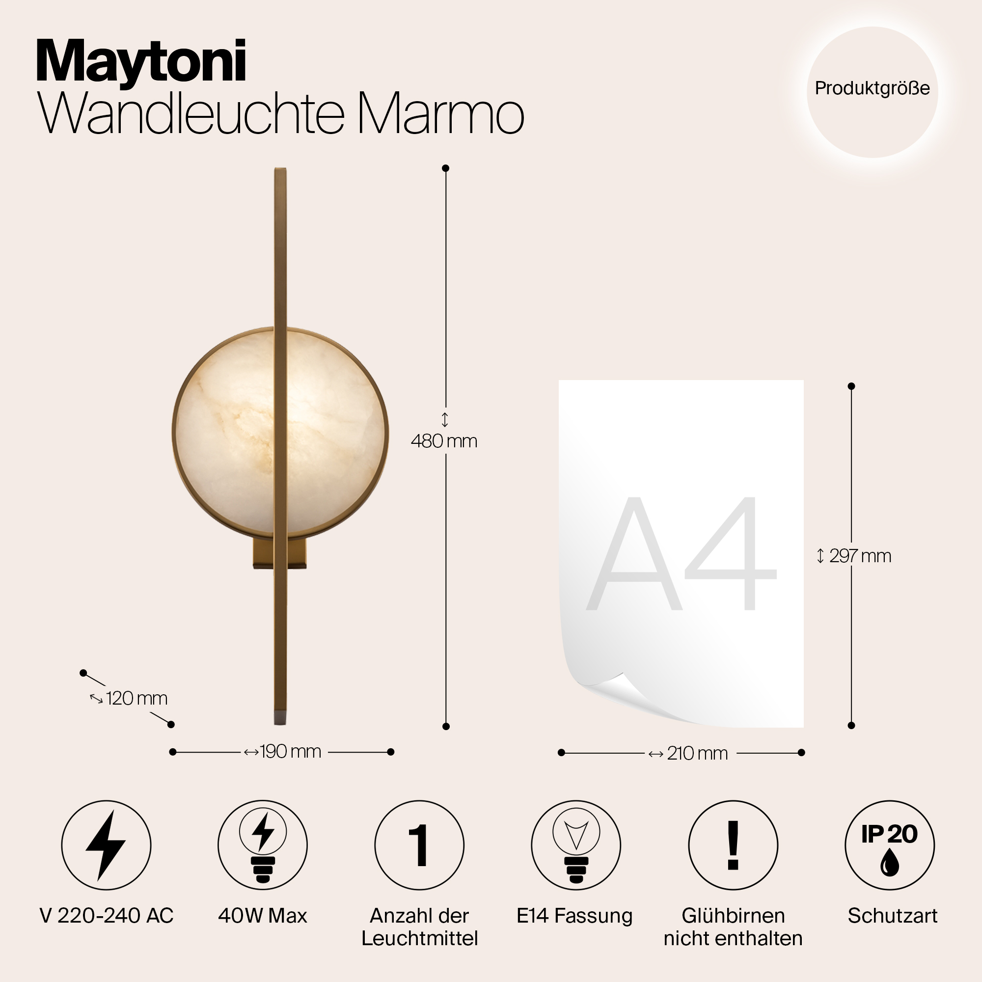 картинка Настенный светильник (бра) Maytoni MOD099WL-01G от магазина pro-decor.kz