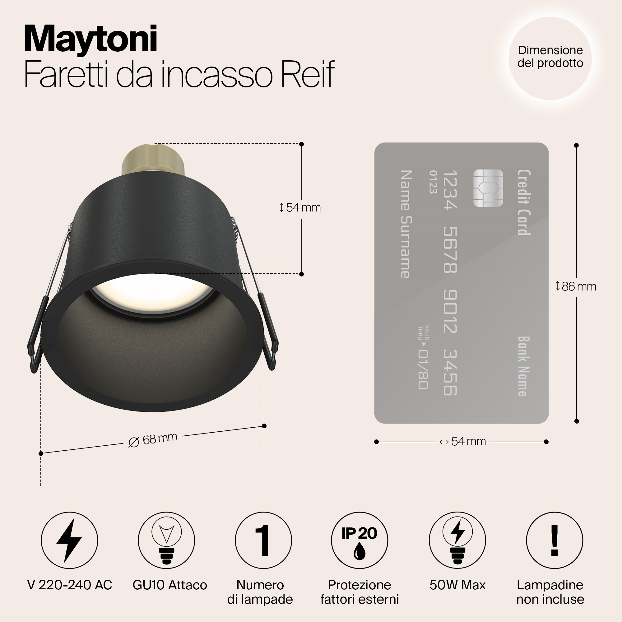картинка Встраиваемый светильник Maytoni Reif DL049-01B от магазина pro-decor.kz