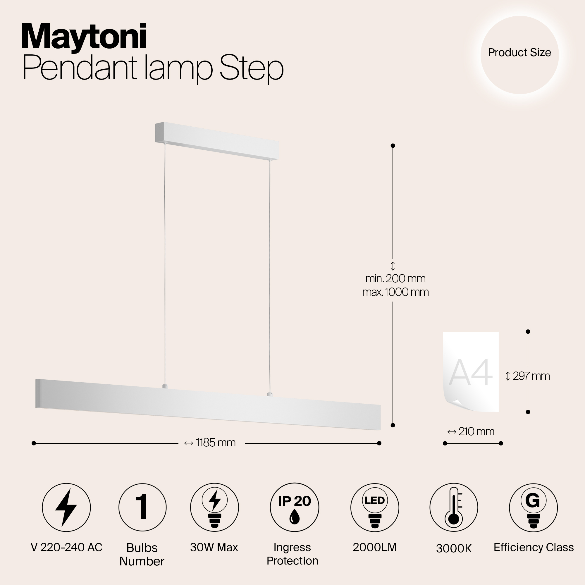 картинка Подвесной светодиодный светильник Maytoni Step P010PL-L30W от магазина pro-decor.kz