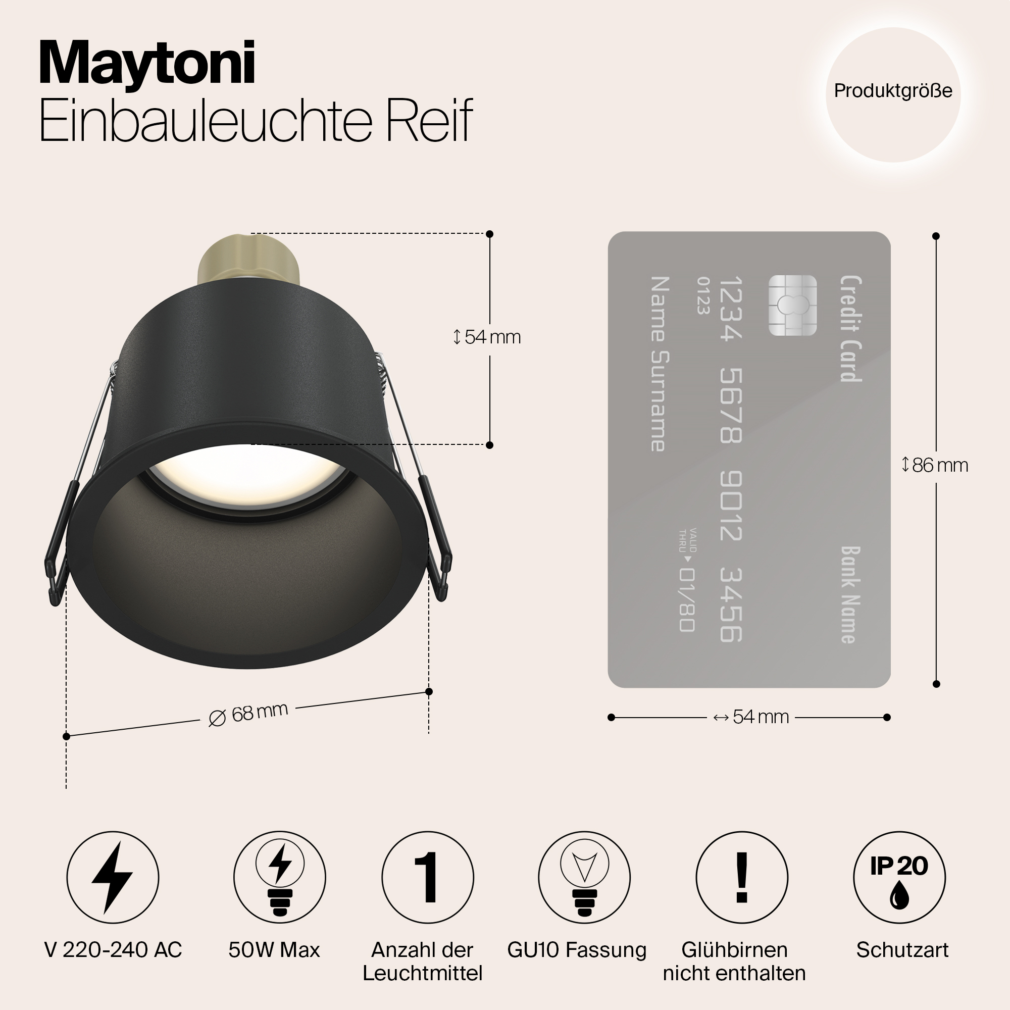 картинка Встраиваемый светильник Maytoni Reif DL049-01B от магазина pro-decor.kz