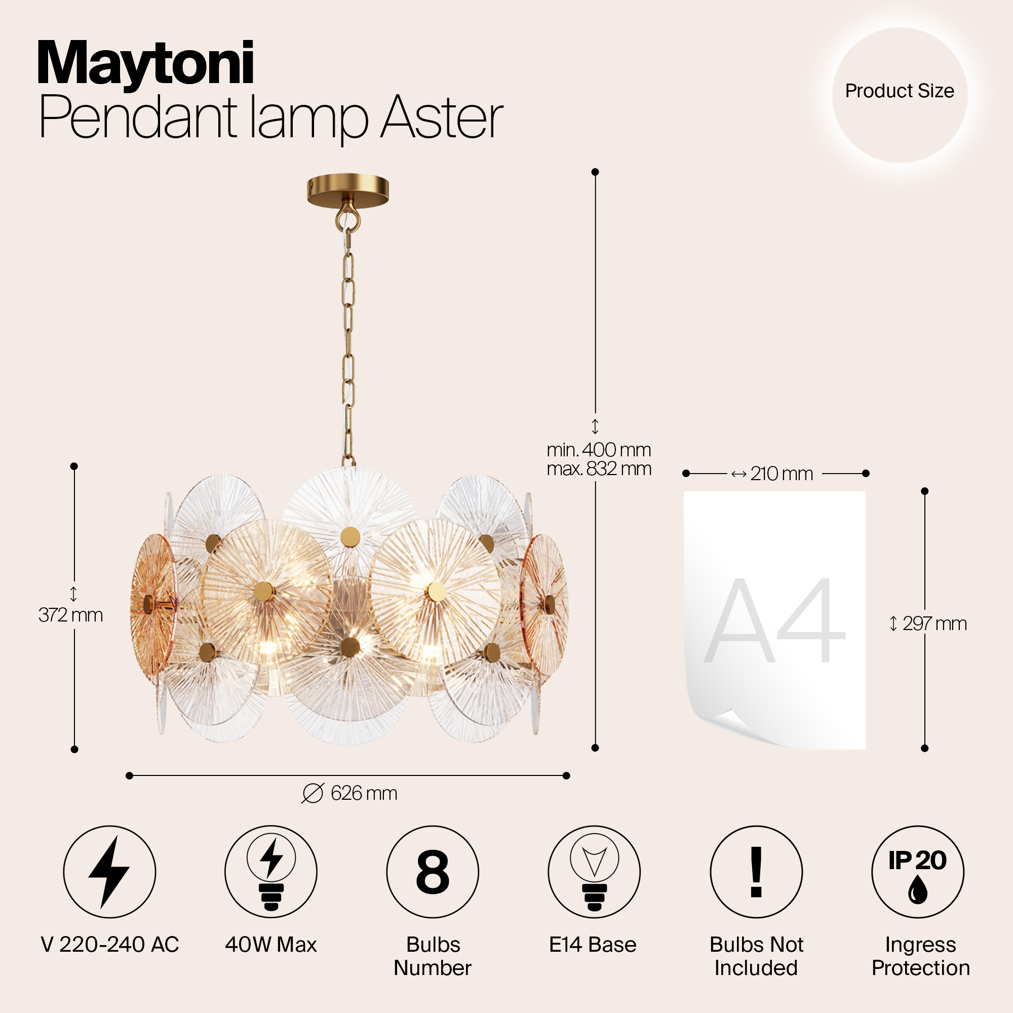 картинка Подвесной светильник Maytoni MOD007PL-08G от магазина pro-decor.kz