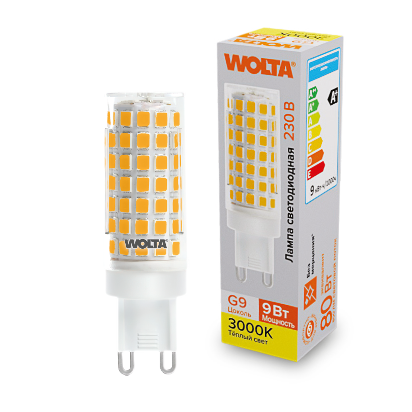 картинка Светодиодная лампа WOLTA WSTD-JCD-9W3KG9-C 9Вт 3000K G9 от магазина pro-decor.kz