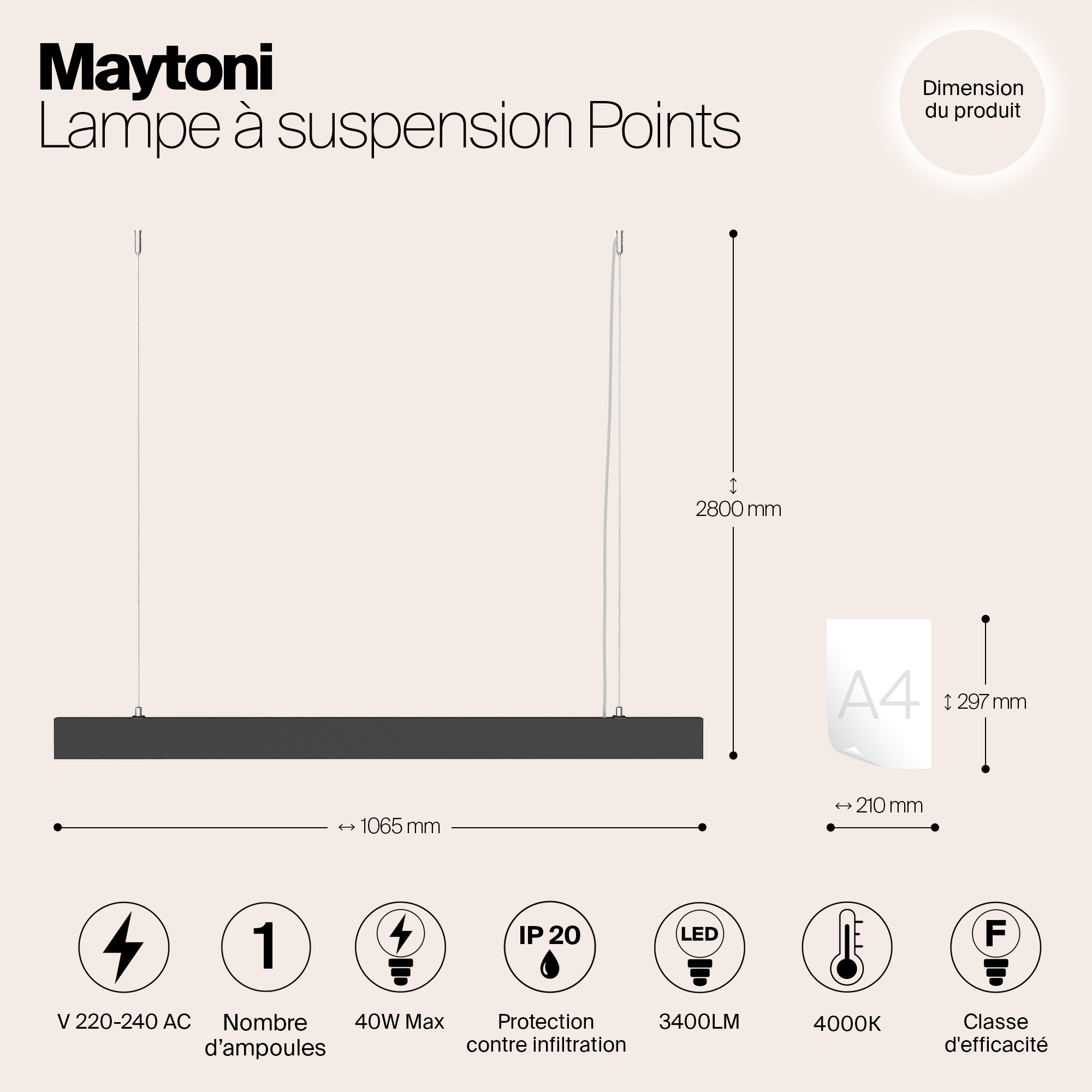 картинка Подвесной светодиодный светильник Maytoni Vinder P050PL-L40B4K от магазина pro-decor.kz