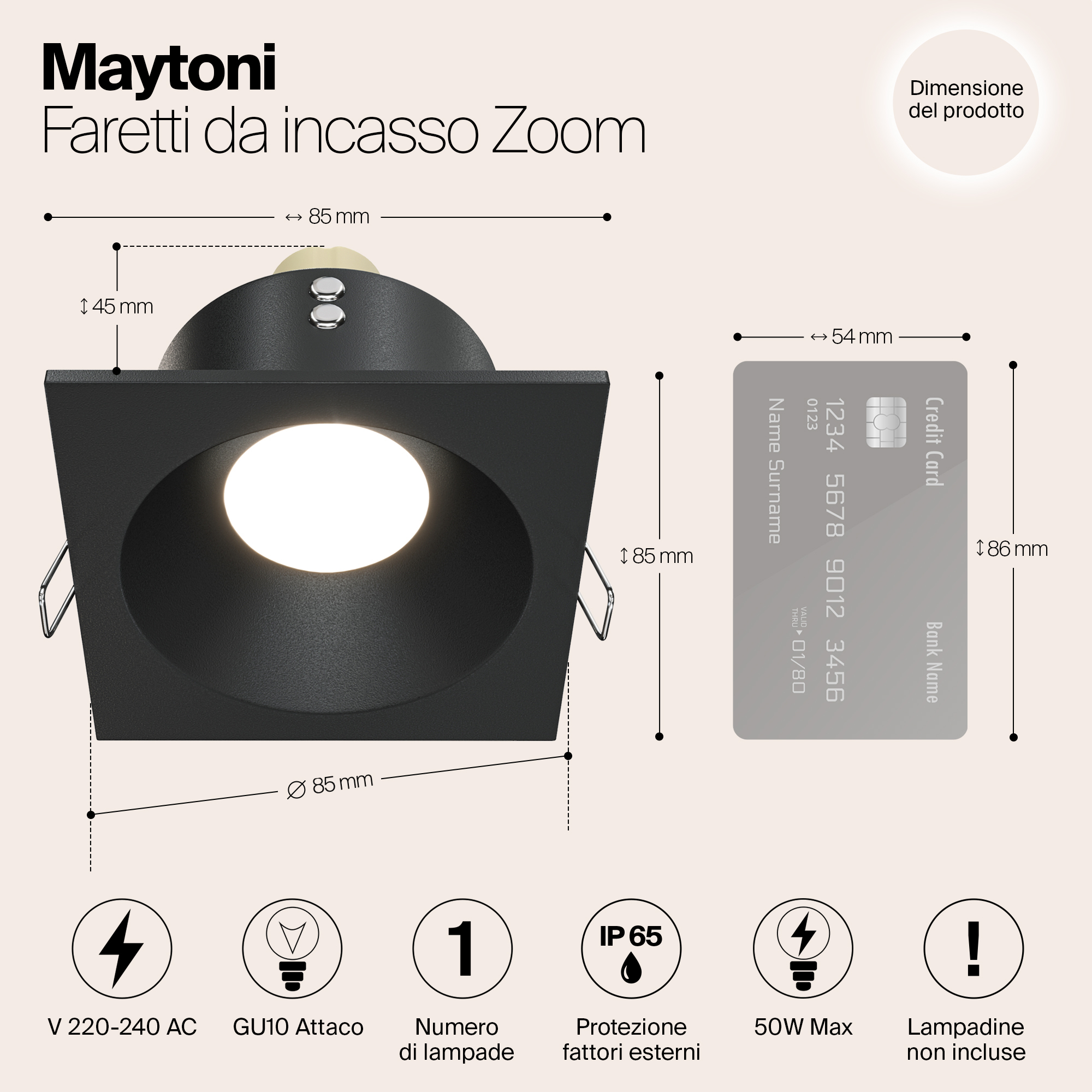 картинка Встраиваемый светильник Maytoni Zoom DL033-2-01B от магазина pro-decor.kz