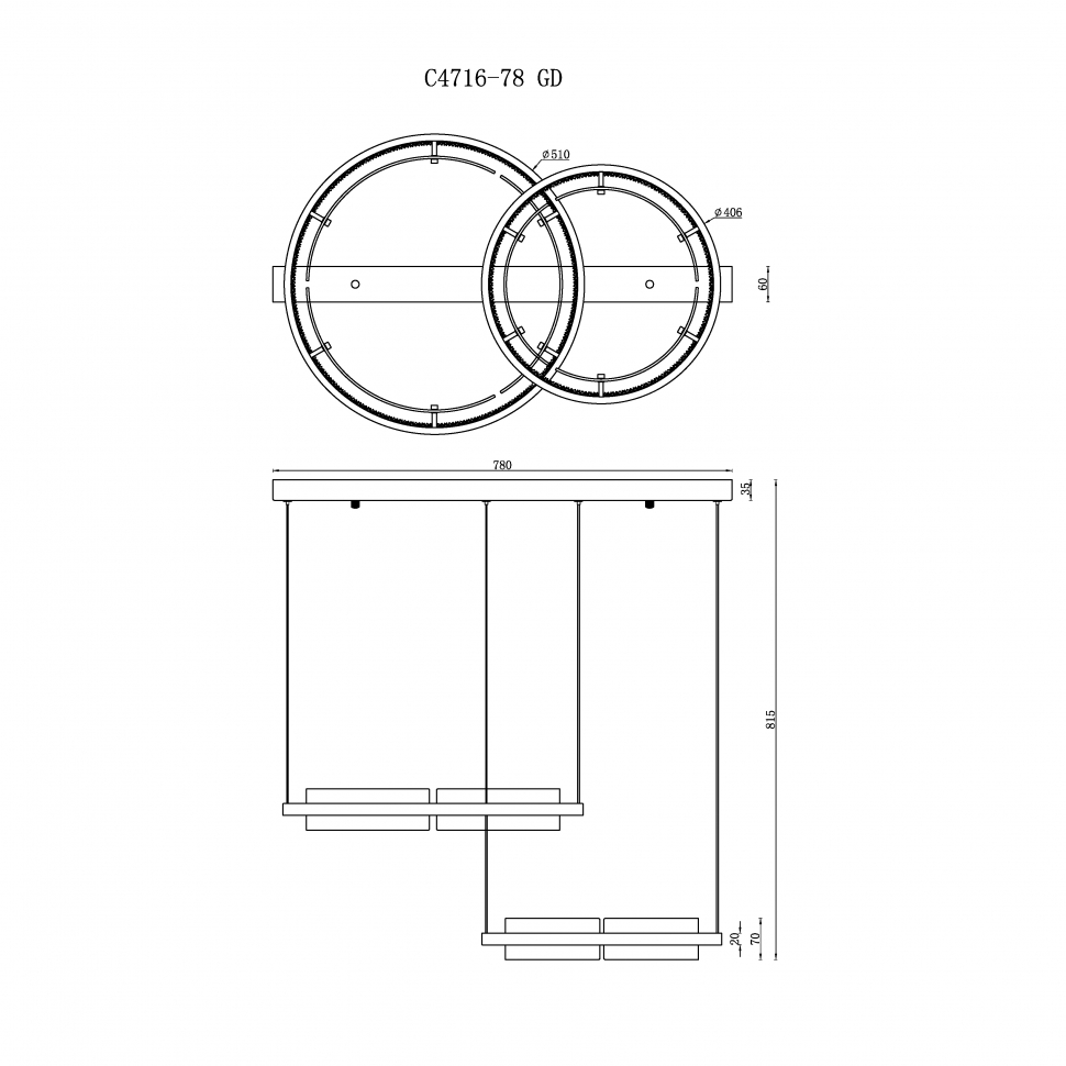 картинка Светильник подвесной iLedex Meridian iLedex C4716-78 GD от магазина pro-decor.kz