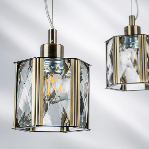 картинка 722013 Люстра LIMPIO 1х40W E27 БРОНЗА/ПРОЗРАЧНЫЙ от магазина pro-decor.kz