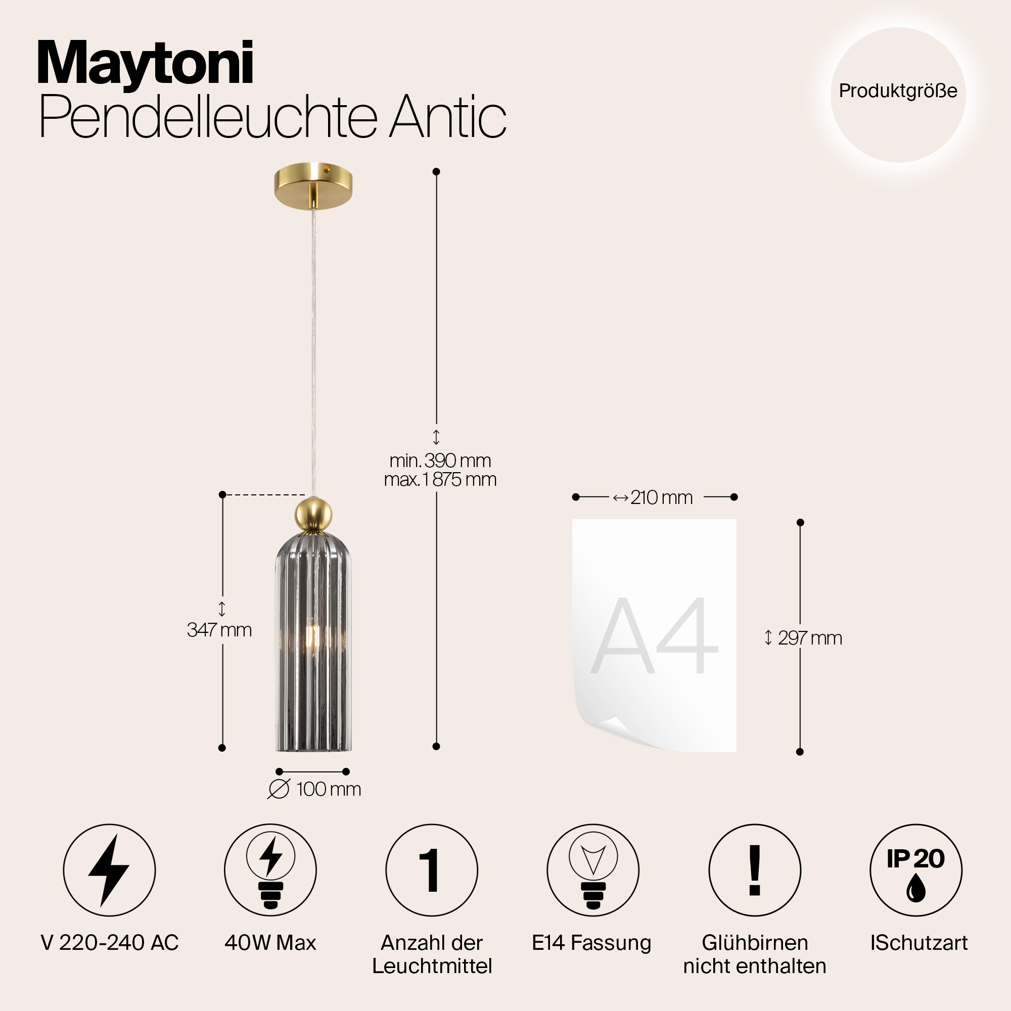 картинка Подвесной светильник Maytoni MOD302PL-01GR от магазина pro-decor.kz