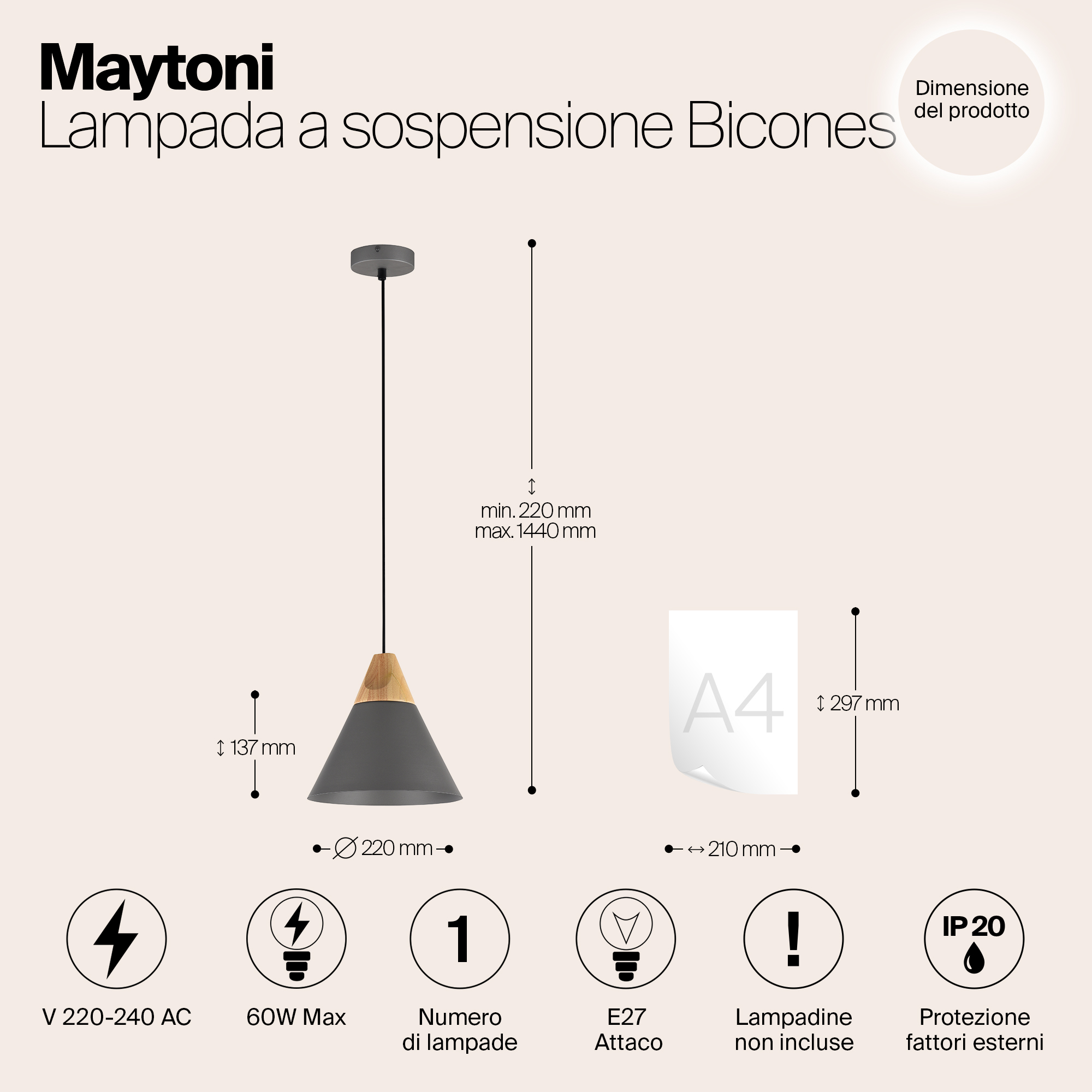 картинка Подвесной светильник Maytoni Bicones P359-PL-220-C от магазина pro-decor.kz