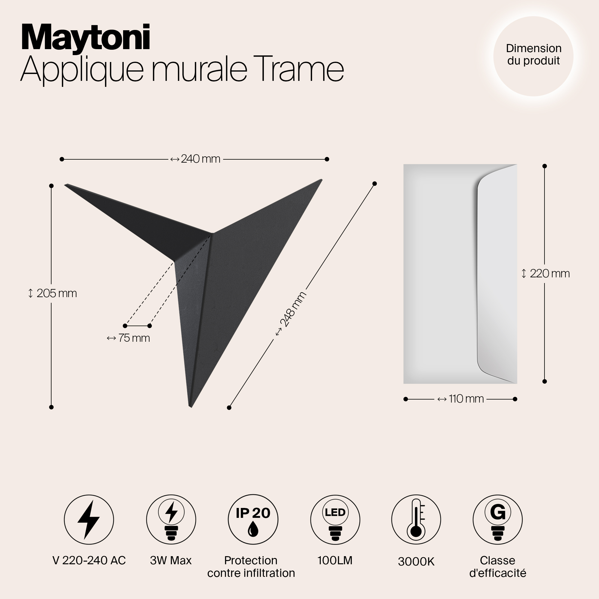 картинка Настенный светодиодный светильник Maytoni Trame C808WL-L3B от магазина pro-decor.kz