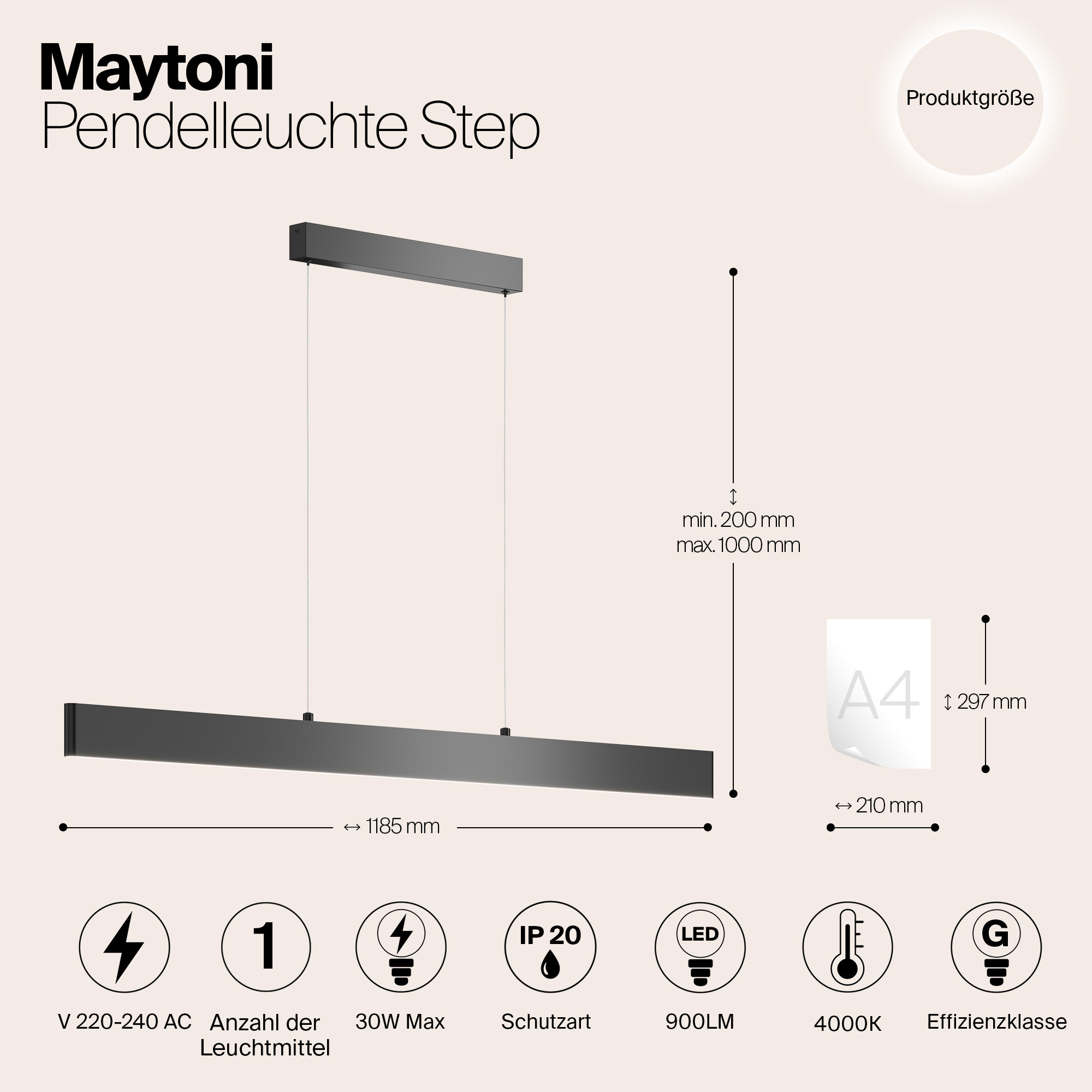 картинка Подвесной светодиодный светильник Maytoni Step P010PL-L30B4K от магазина pro-decor.kz