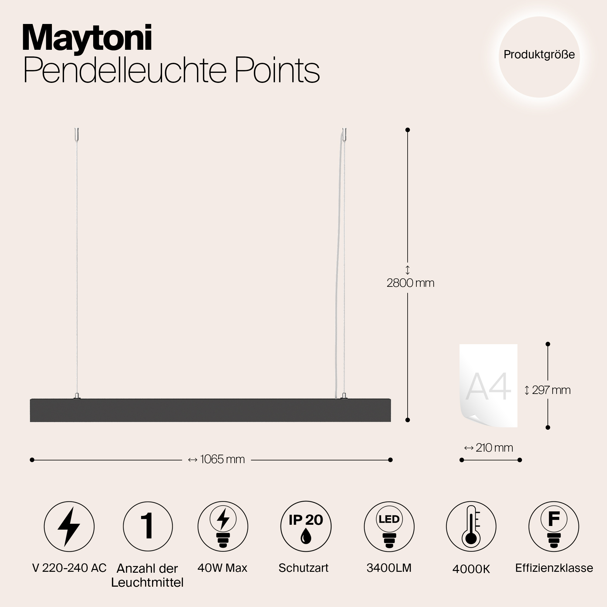 картинка Подвесной светодиодный светильник Maytoni Vinder P050PL-L40B4K от магазина pro-decor.kz