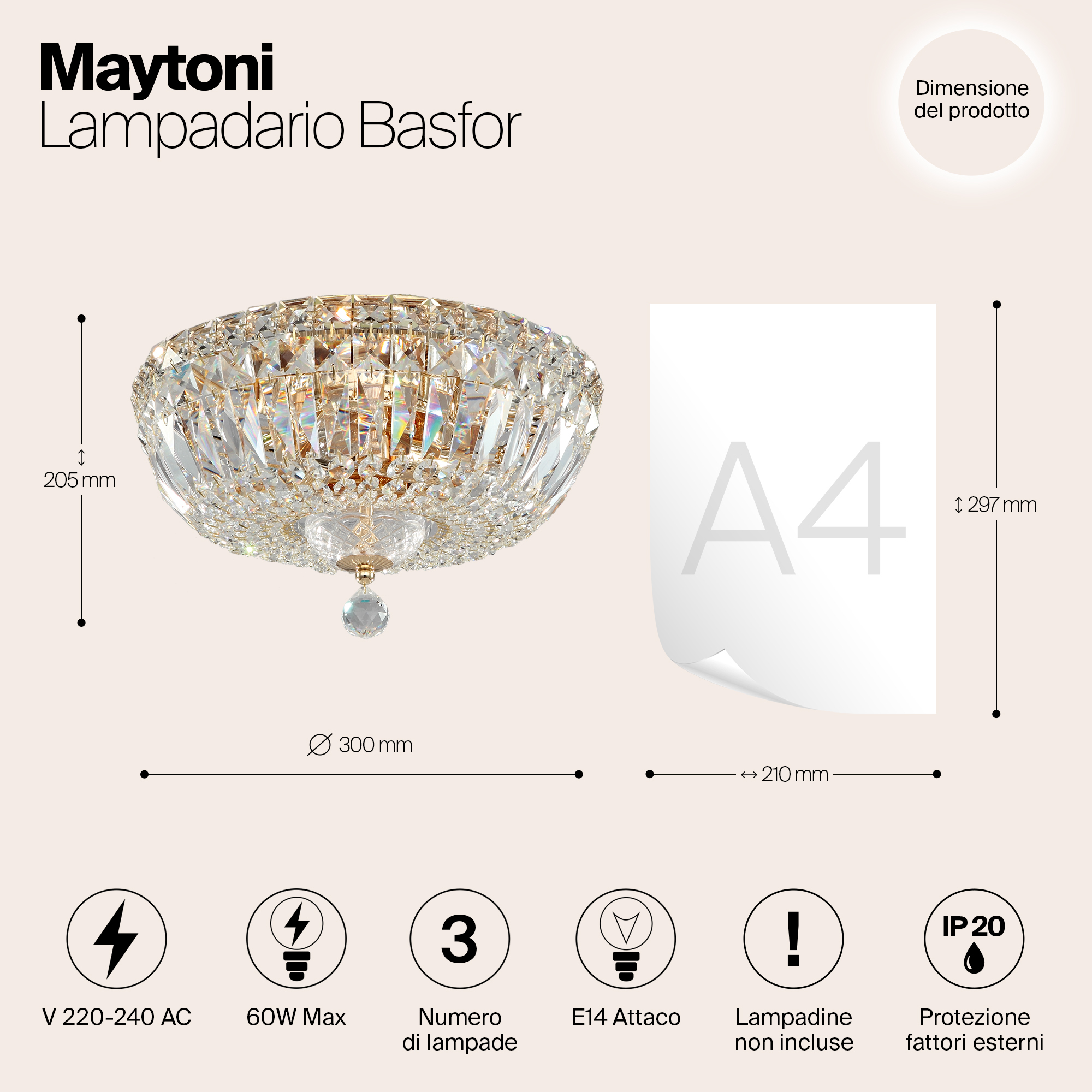 картинка Потолочный светильник Maytoni Basfor DIA100-CL-03-G от магазина pro-decor.kz