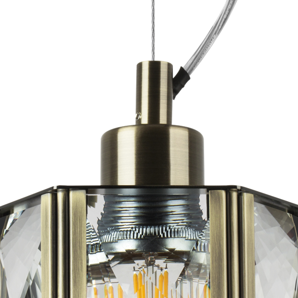картинка 722013 Люстра LIMPIO 1х40W E27 БРОНЗА/ПРОЗРАЧНЫЙ от магазина pro-decor.kz