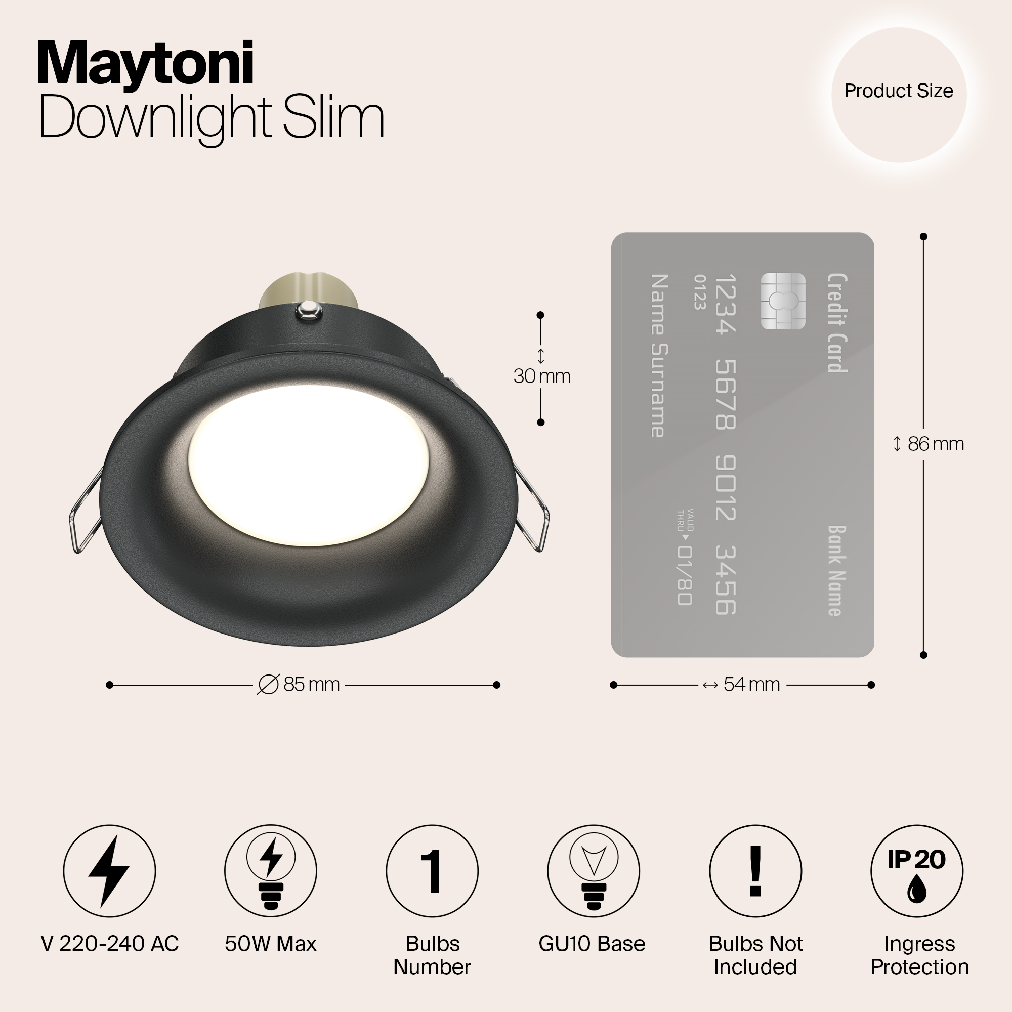 картинка Встраиваемый светильник Maytoni Slim DL027-2-01B от магазина pro-decor.kz