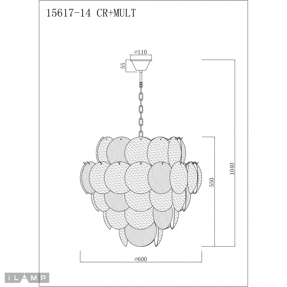 картинка Светильник подвесной iLamp Rivoli 15617-14 CR+MULT от магазина pro-decor.kz