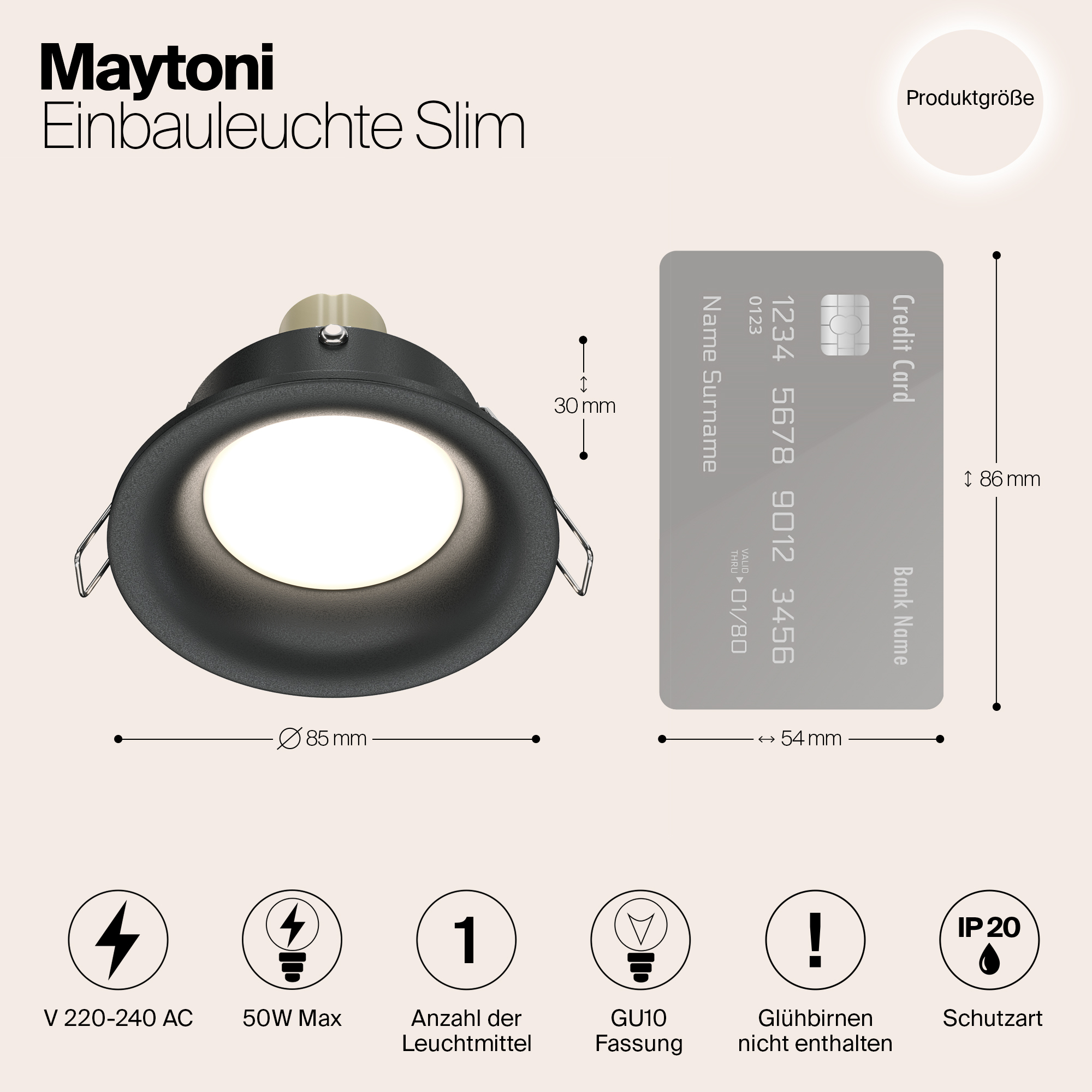 картинка Встраиваемый светильник Maytoni Slim DL027-2-01B от магазина pro-decor.kz