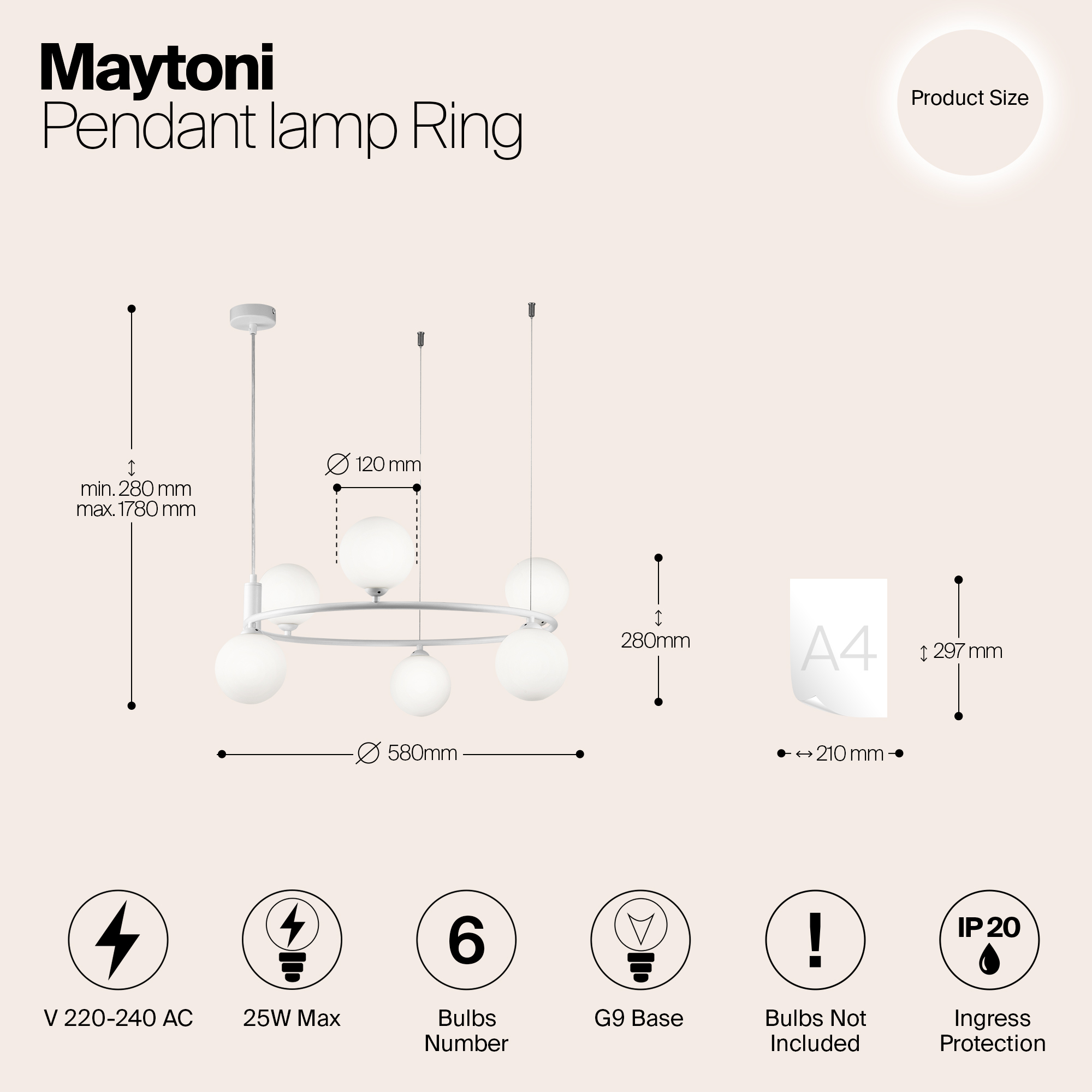 картинка Подвесная люстра Maytoni Ring MOD013PL-06W от магазина pro-decor.kz