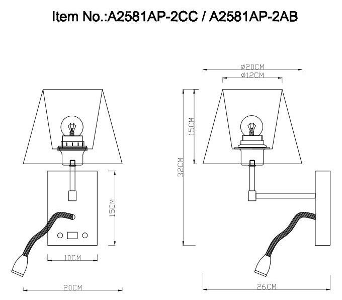 картинка Бра Arte Lamp Elba A2581AP-2AB магазин pro-decor.kz являющийся официальным дистрибьютором в Казахстане картинка Бра Arte Lamp Elba A2581AP-2AB от магазина pro-decor.kz