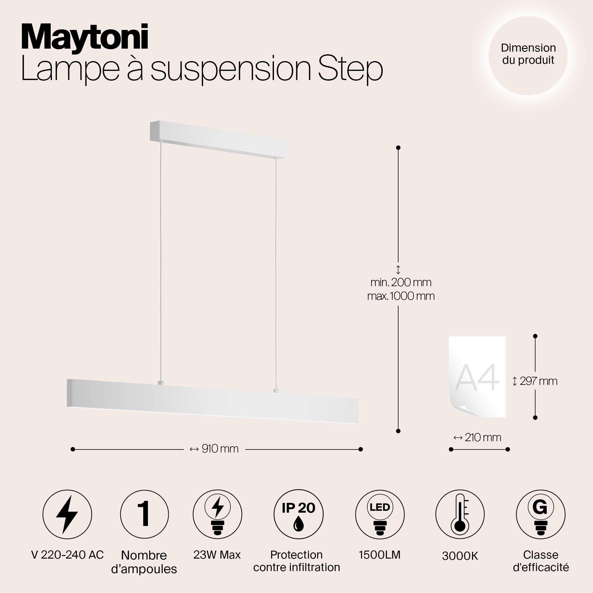 картинка Подвесной светодиодный светильник Maytoni Step P010PL-L23W от магазина pro-decor.kz