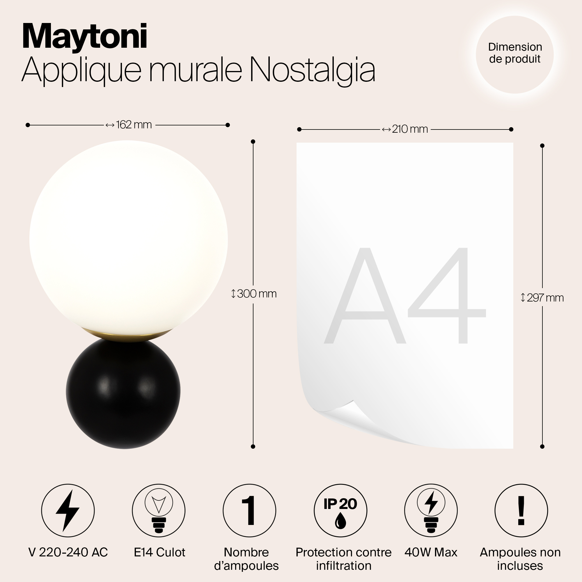картинка Настенный светильник (бра) Maytoni MOD048WL-01G от магазина pro-decor.kz