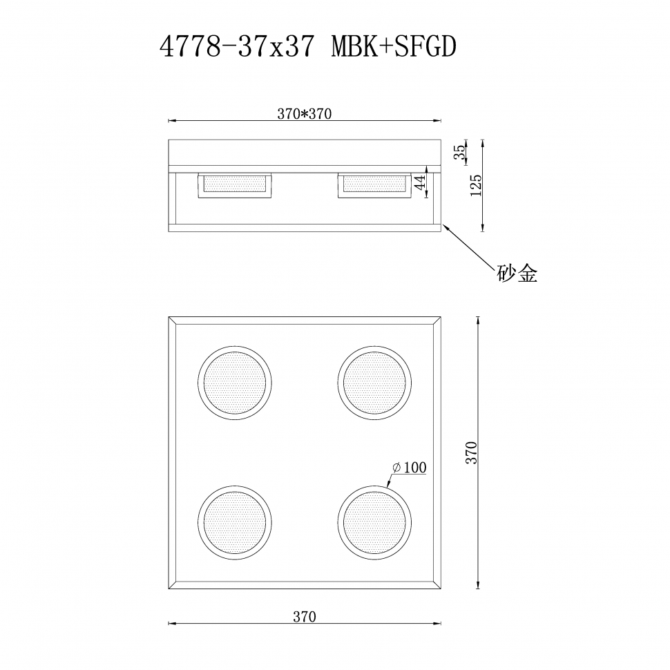 картинка Светильник потолочный iLedex Link iLedex 4778-37x37 MBK+SGD от магазина pro-decor.kz