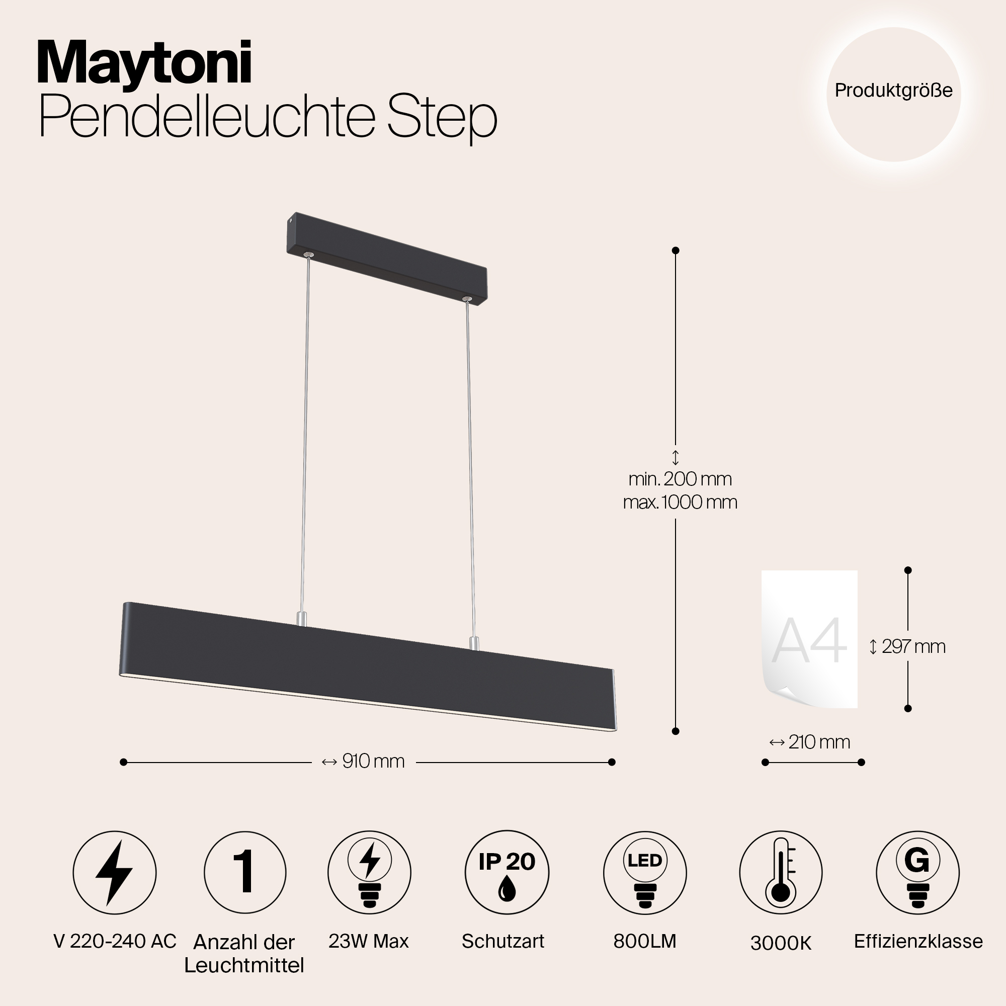 картинка Подвесной светодиодный светильник Maytoni Step P010PL-L23B от магазина pro-decor.kz