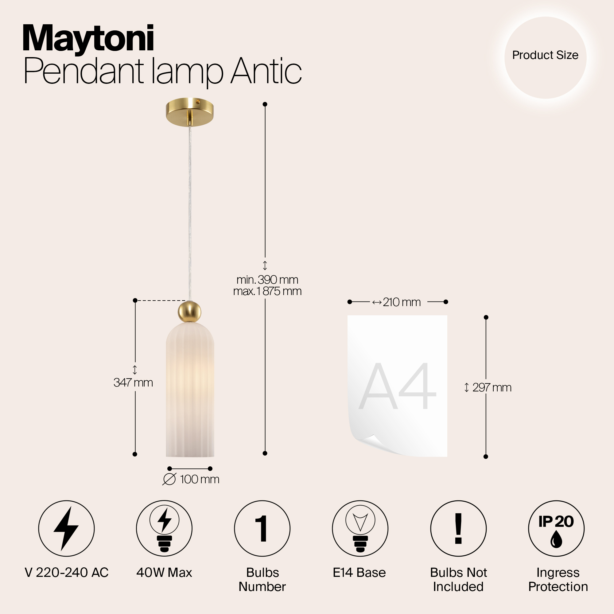 картинка Подвесной светильник Maytoni MOD302PL-01W от магазина pro-decor.kz