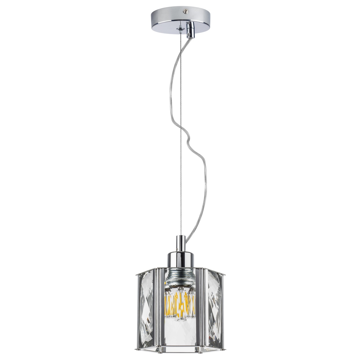 картинка 722014 Люстра LIMPIO 1х40W E27 ХРОМ/ПРОЗРАЧНЫЙ от магазина pro-decor.kz