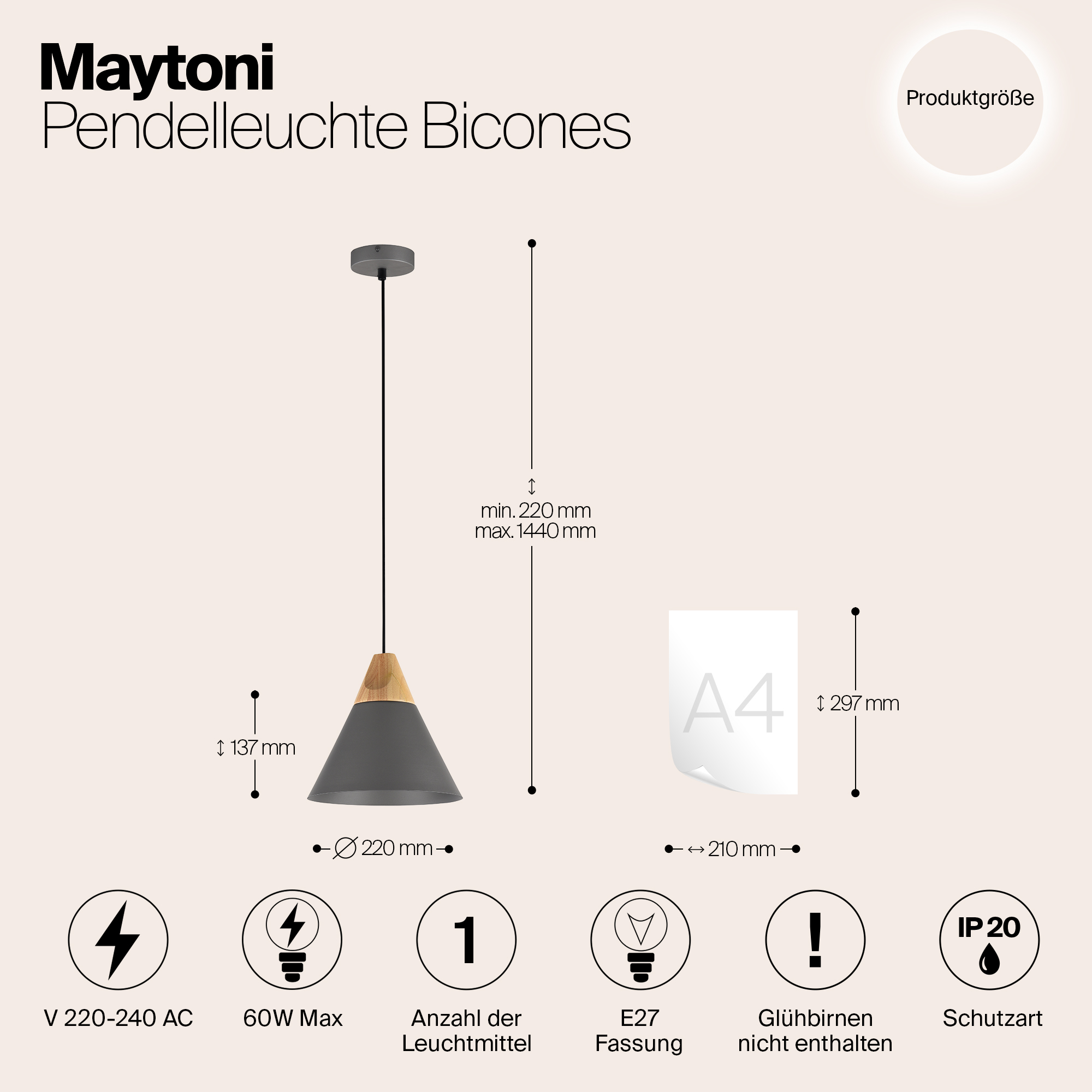 картинка Подвесной светильник Maytoni Bicones P359-PL-220-C от магазина pro-decor.kz