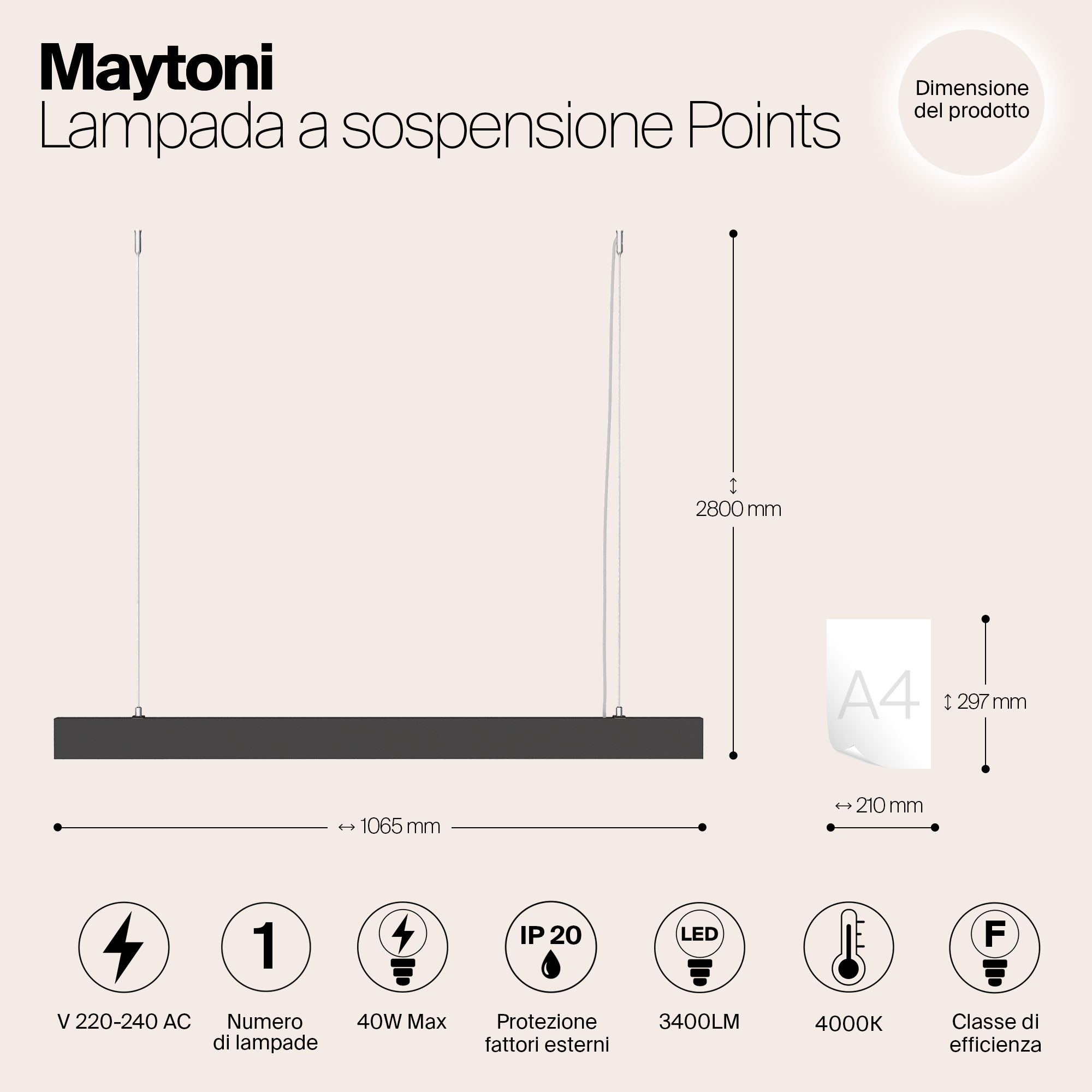 картинка Подвесной светодиодный светильник Maytoni Vinder P050PL-L40B4K от магазина pro-decor.kz