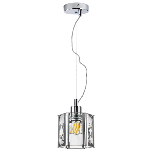 картинка 722014 Люстра LIMPIO 1х40W E27 ХРОМ/ПРОЗРАЧНЫЙ от магазина pro-decor.kz