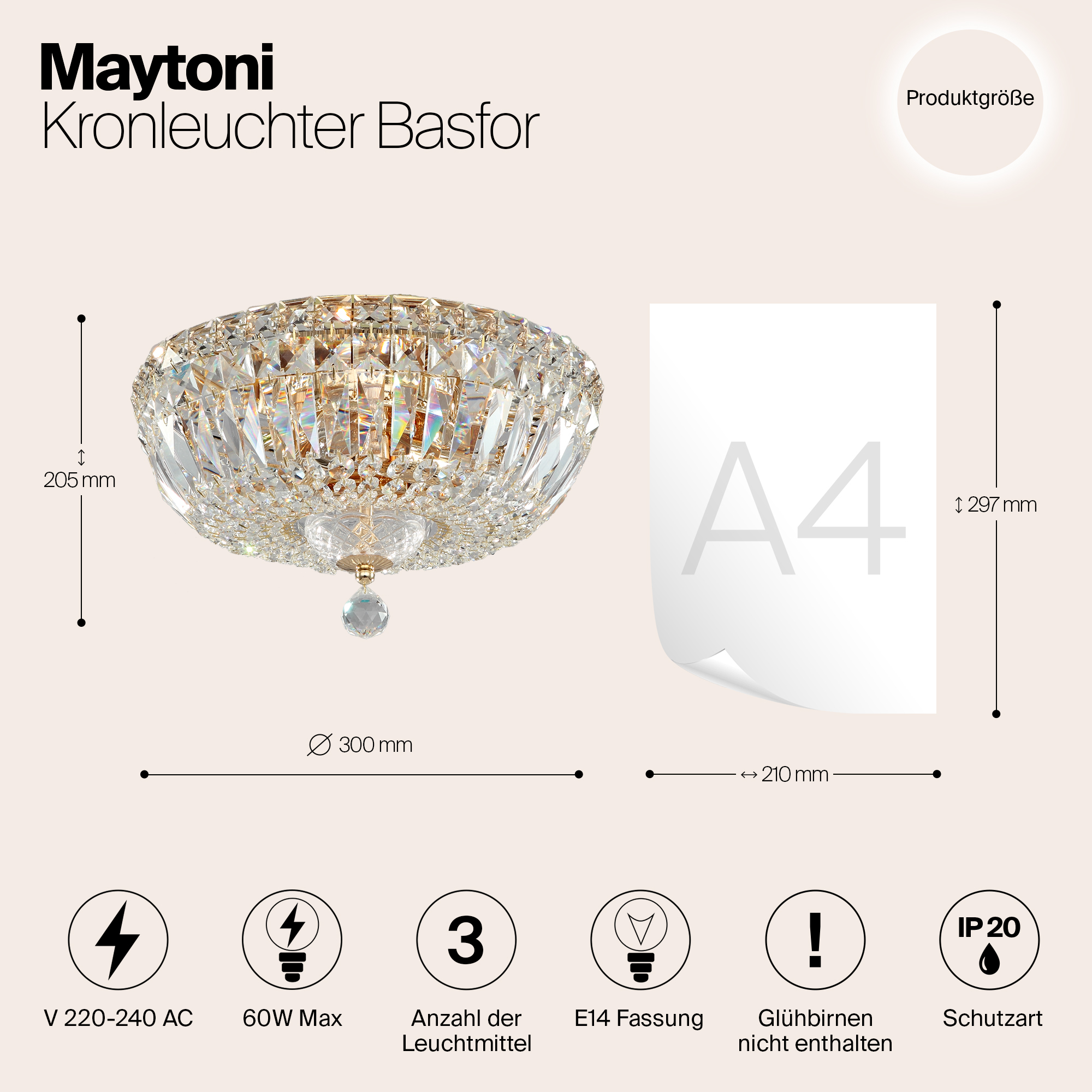 картинка Потолочный светильник Maytoni Basfor DIA100-CL-03-G от магазина pro-decor.kz