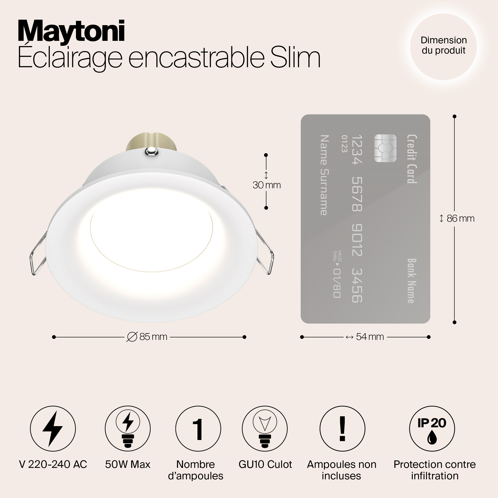 картинка Встраиваемый светильник Maytoni Slim DL027-2-01W от магазина pro-decor.kz