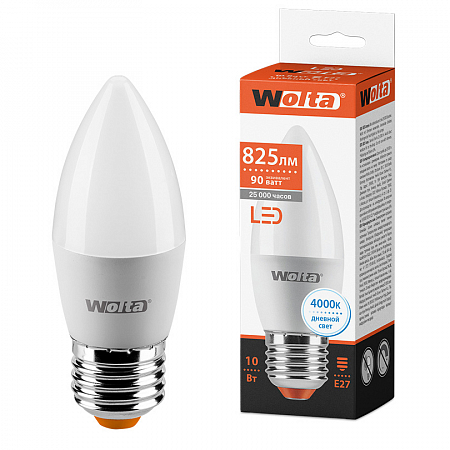 картинка Лампа LED WOLTA C37 10Вт 825лм Е27 4000К от магазина pro-decor.kz
