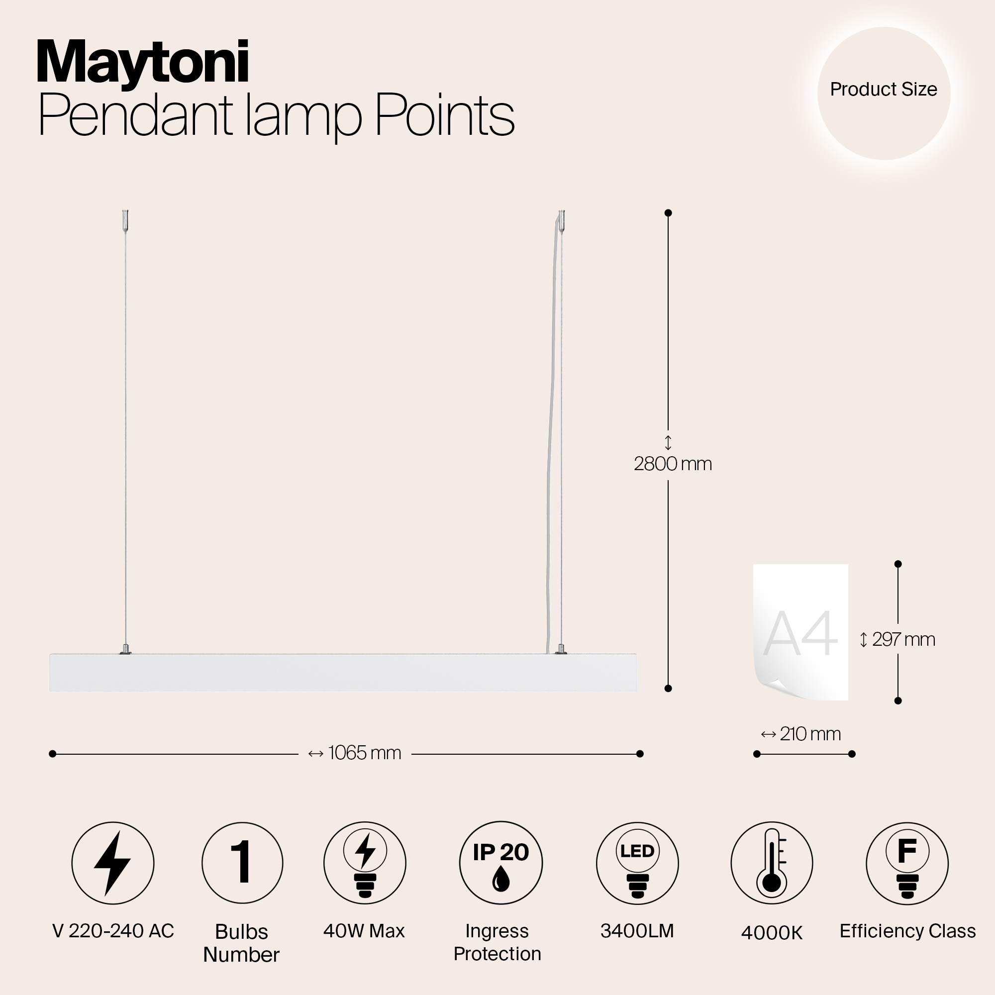картинка Подвесной светодиодный светильник Maytoni Vinder P050PL-L40W4K от магазина pro-decor.kz