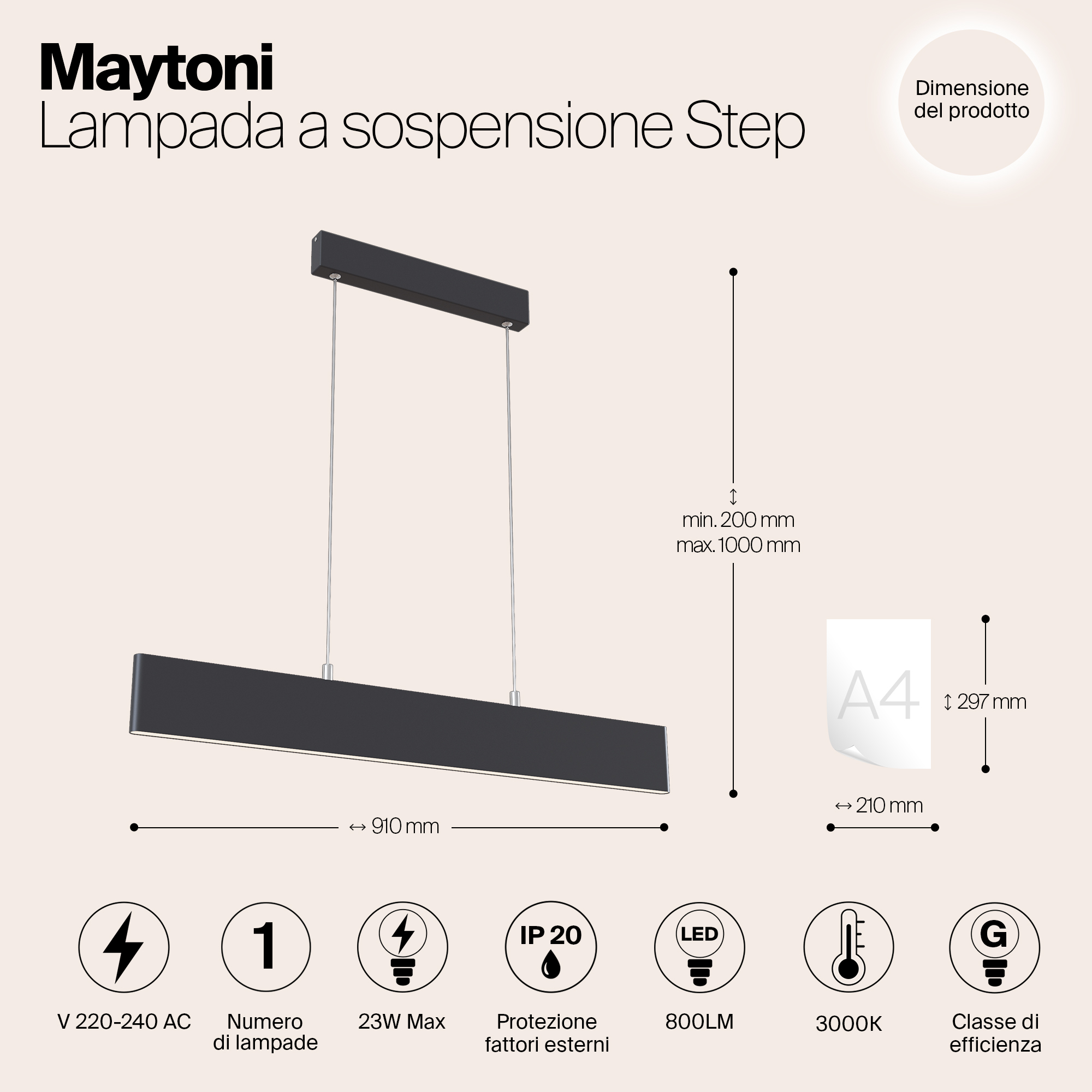 картинка Подвесной светодиодный светильник Maytoni Step P010PL-L23B от магазина pro-decor.kz