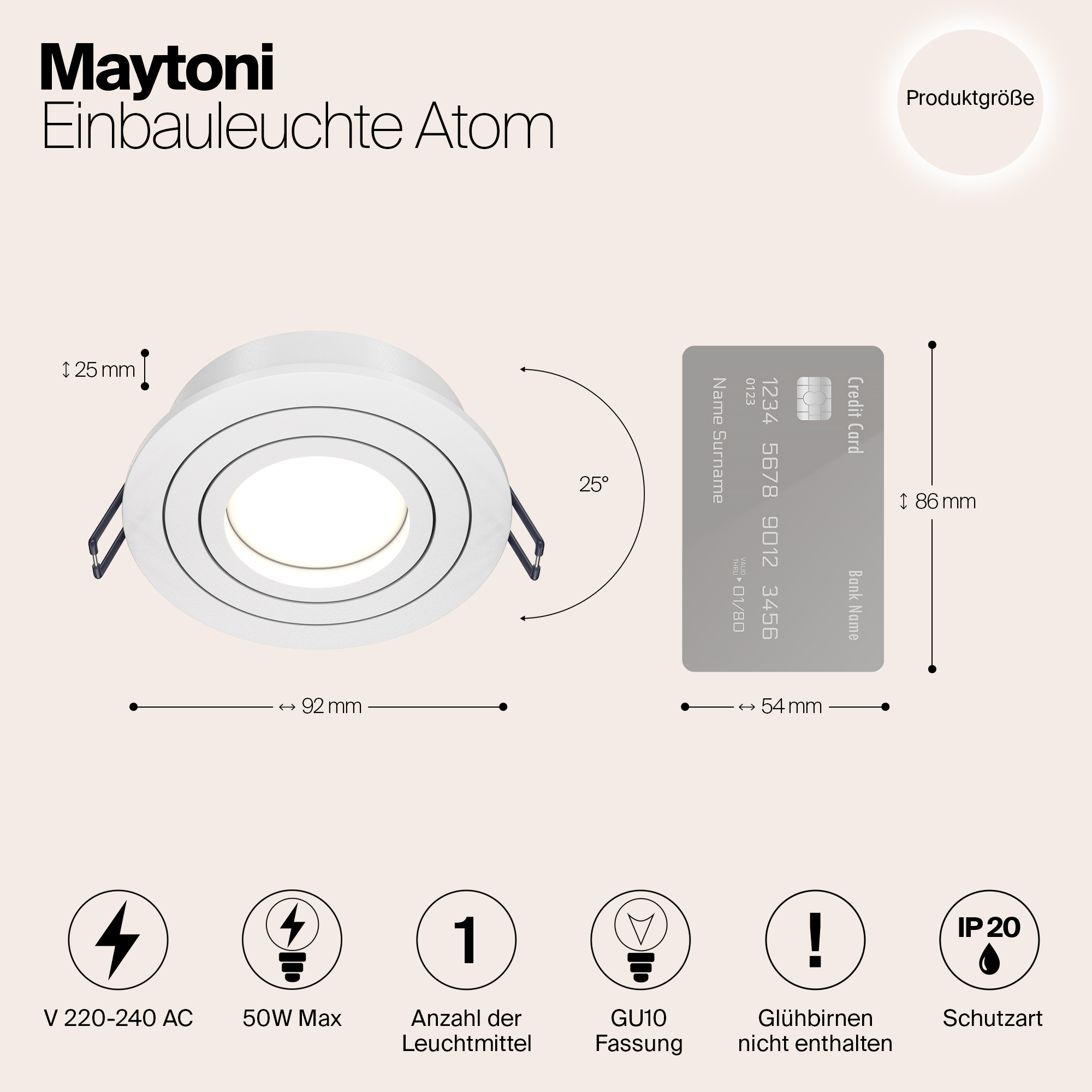 картинка Встраиваемый светильник Maytoni Atom DL023-2-01W от магазина pro-decor.kz