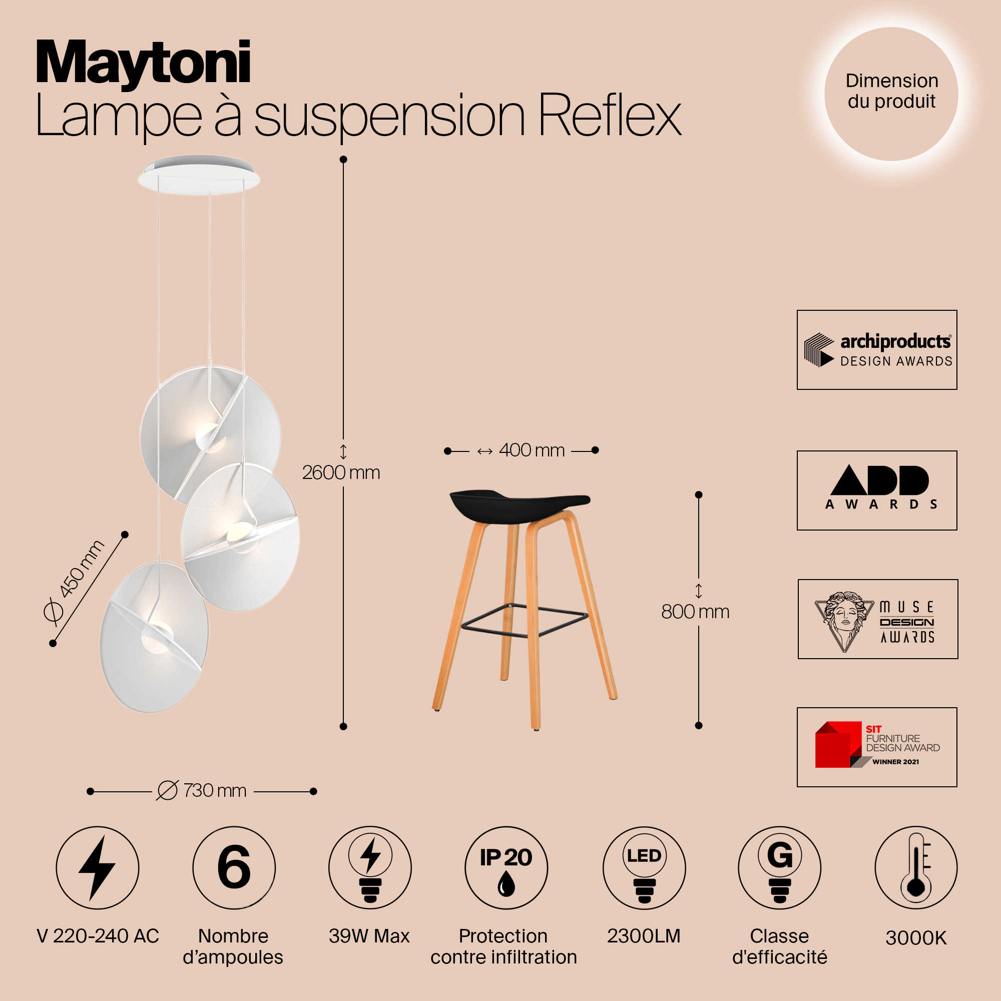 картинка Подвесной светильник Maytoni MOD154PL-L6W3K1 Reflex от магазина pro-decor.kz
