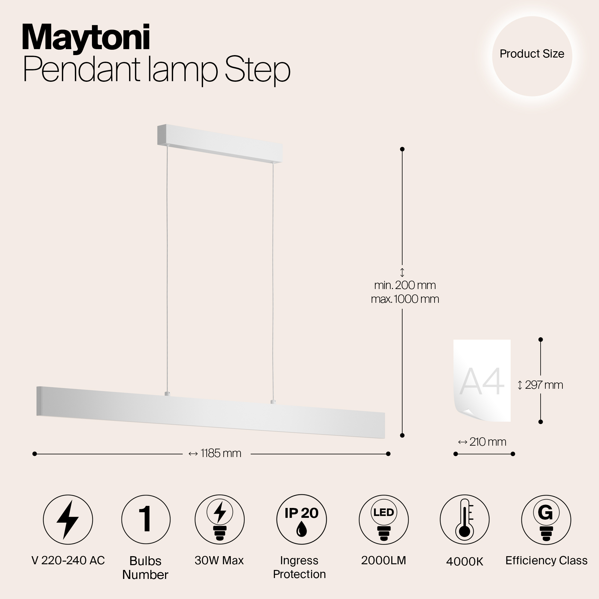 картинка Подвесной светодиодный светильник Maytoni Step P010PL-L30W4K от магазина pro-decor.kz
