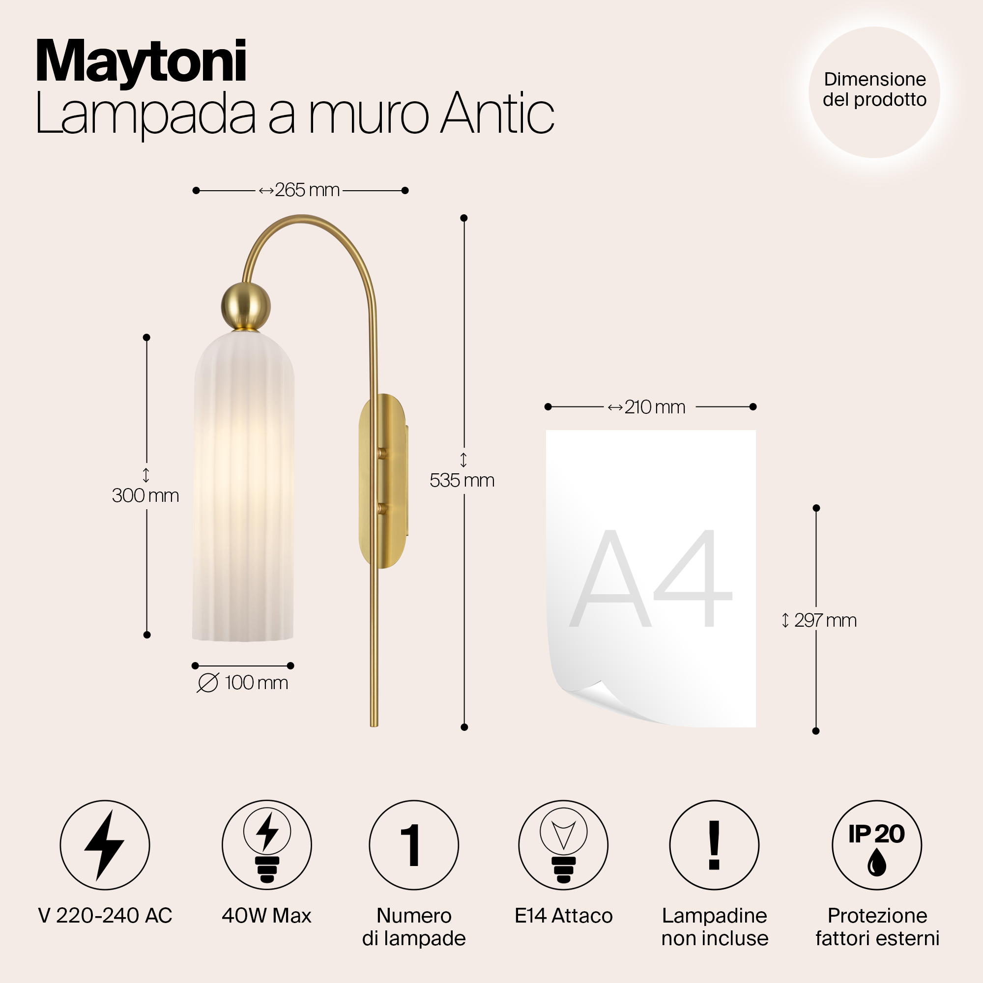 картинка Настенный светильник (бра) Maytoni MOD302WL-01GR от магазина pro-decor.kz