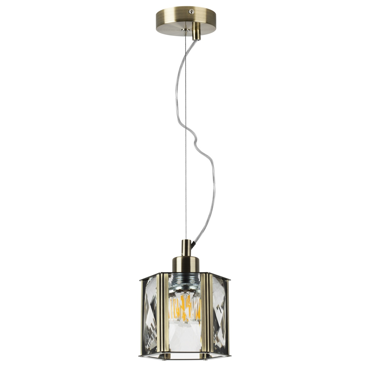 картинка 722013 Люстра LIMPIO 1х40W E27 БРОНЗА/ПРОЗРАЧНЫЙ от магазина pro-decor.kz